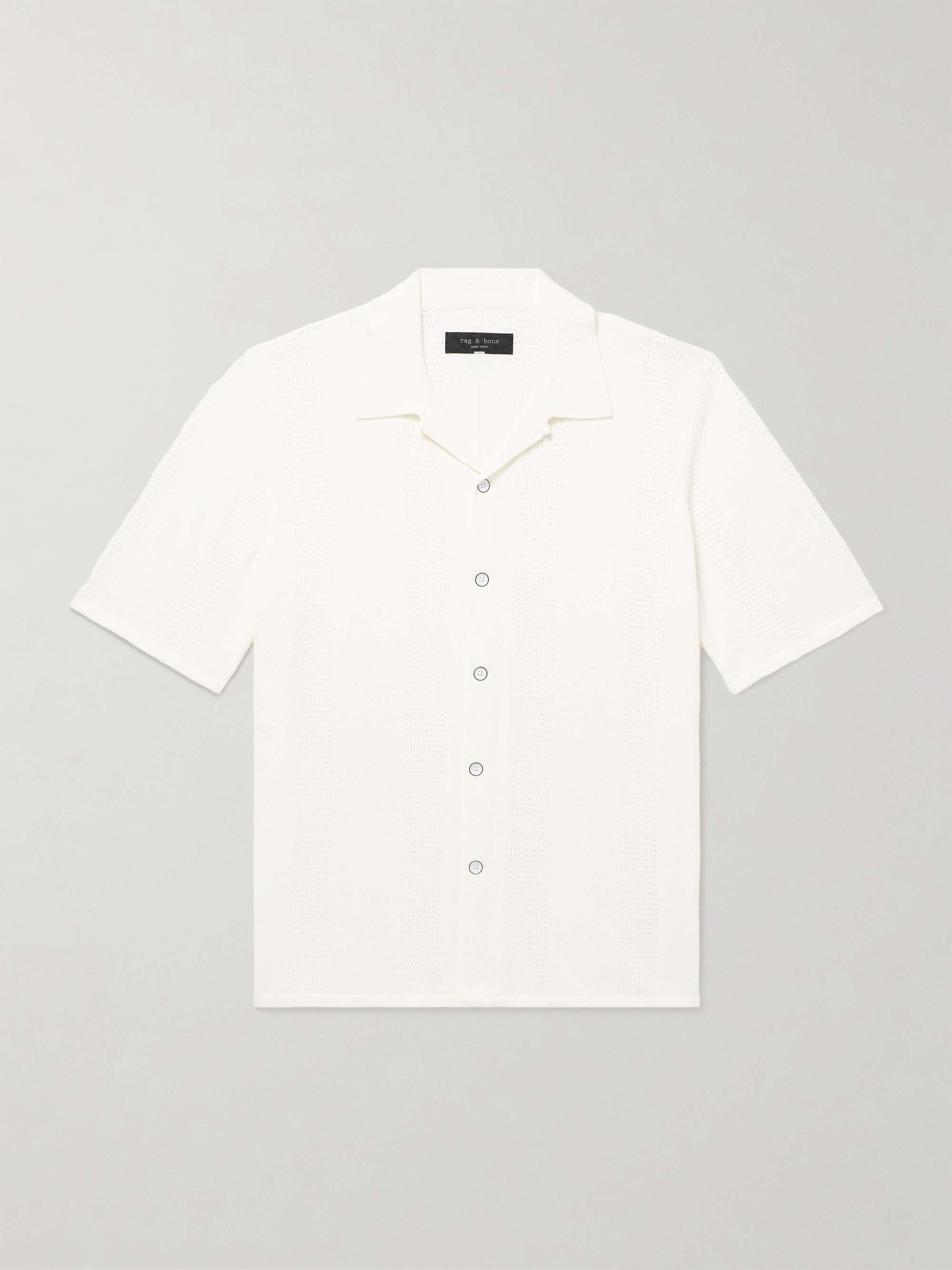 Avery Camp-Collar Honeycomb-Knit Cotton-Blend Terry Shirt view