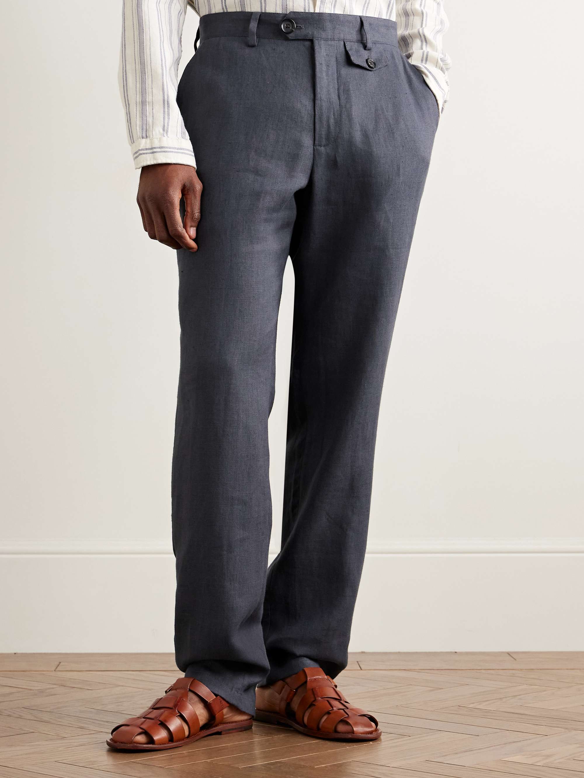 Fishtail Tapered Linen Trousers view