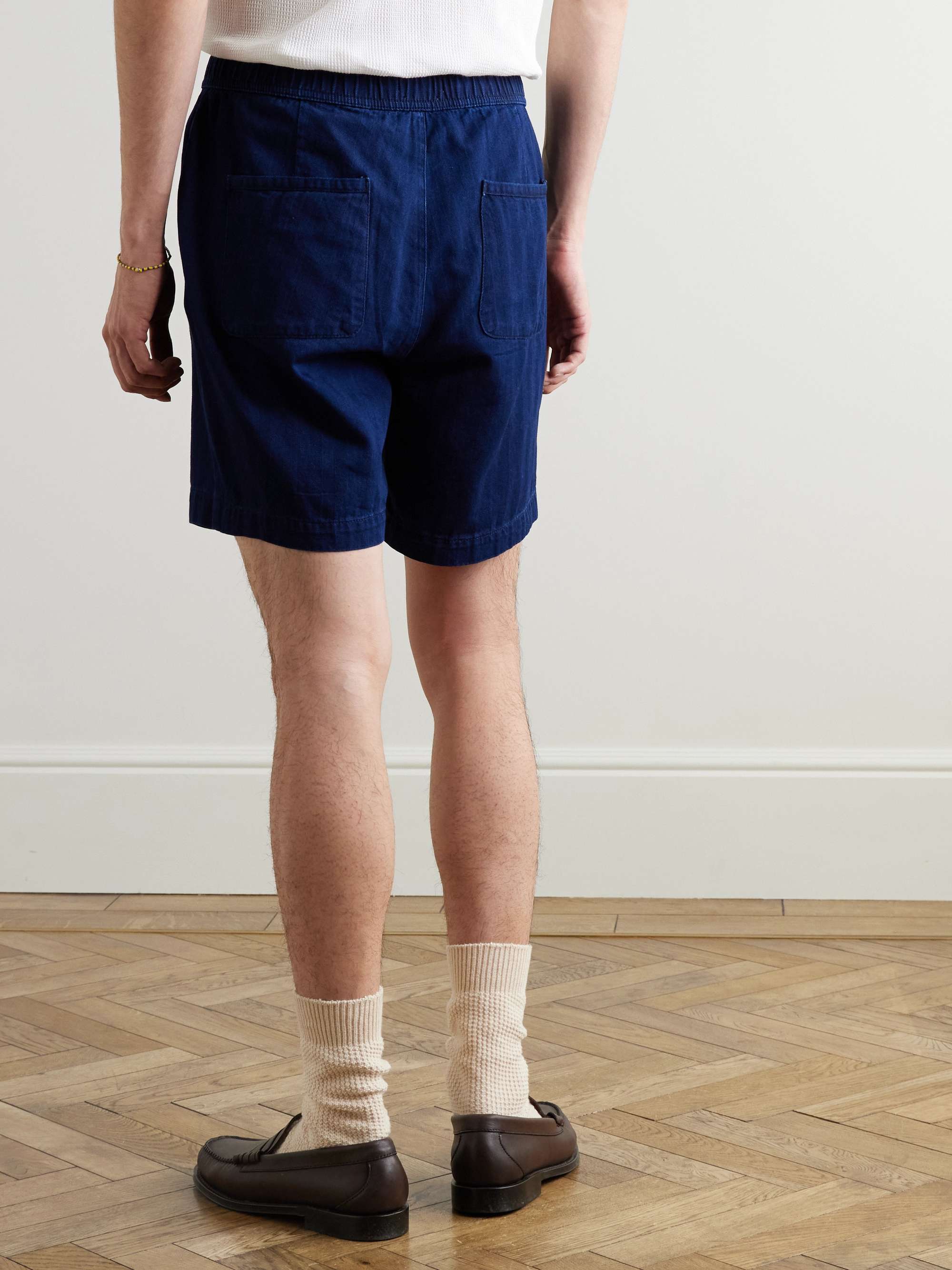 Osborne Straight-Leg Herringbone Cotton Shorts view