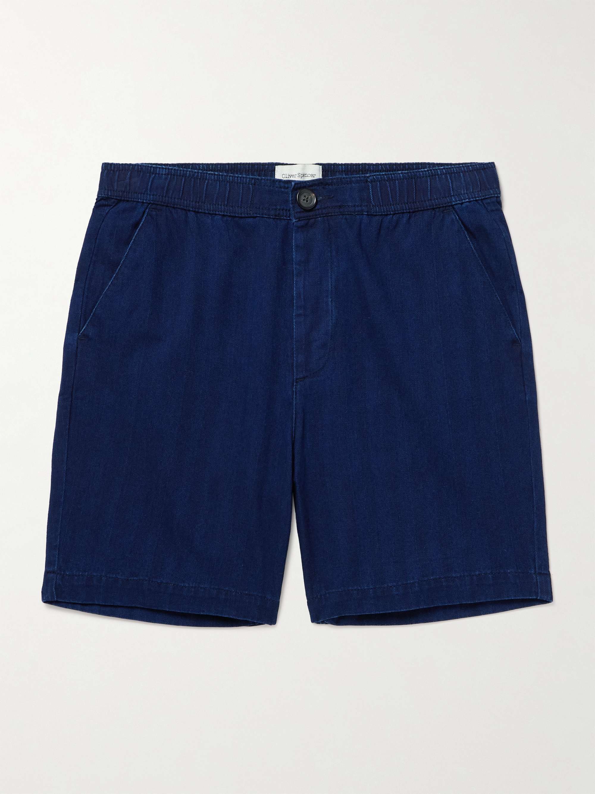 Osborne Straight-Leg Herringbone Cotton Shorts view