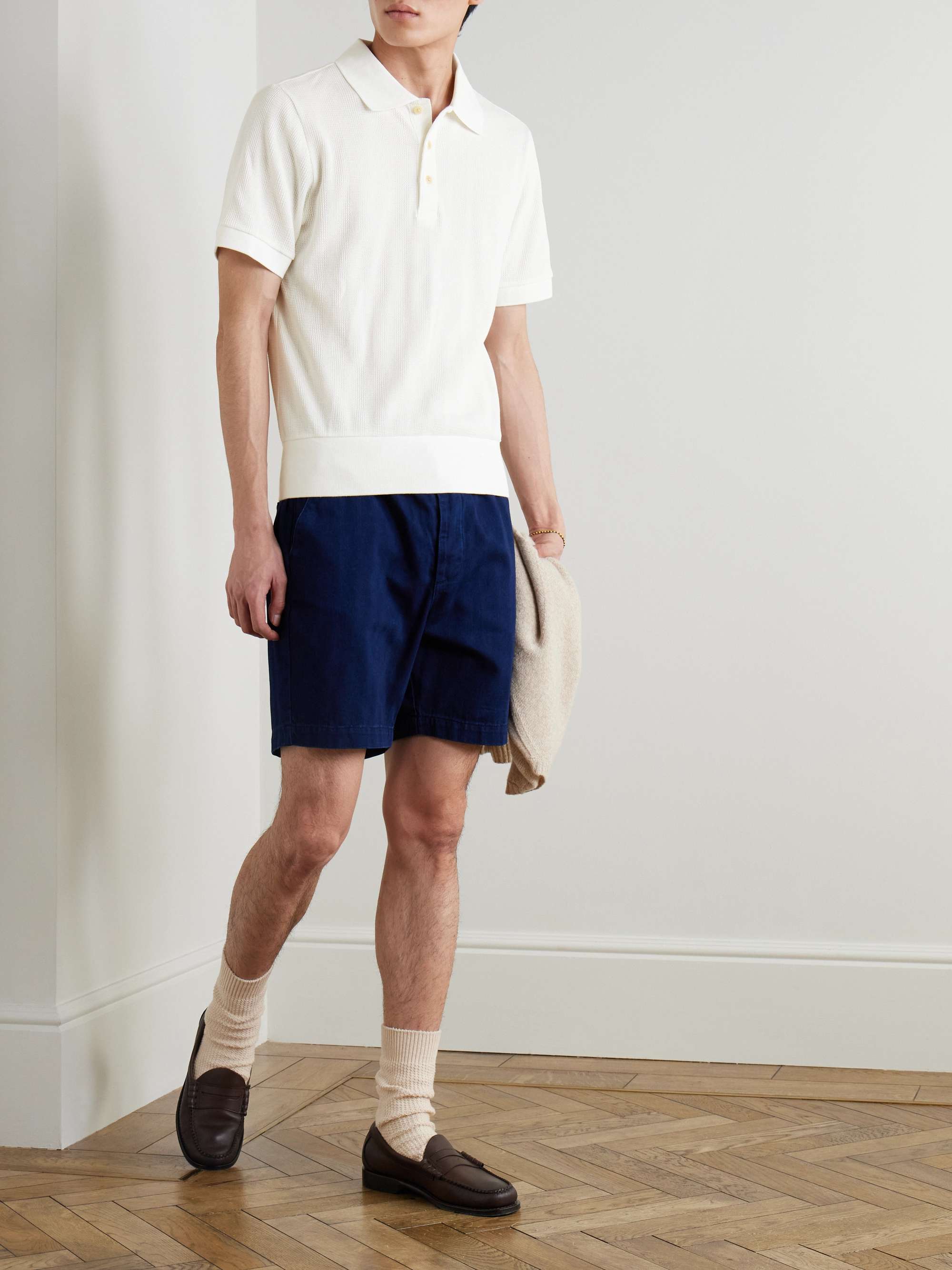 Osborne Straight-Leg Herringbone Cotton Shorts view