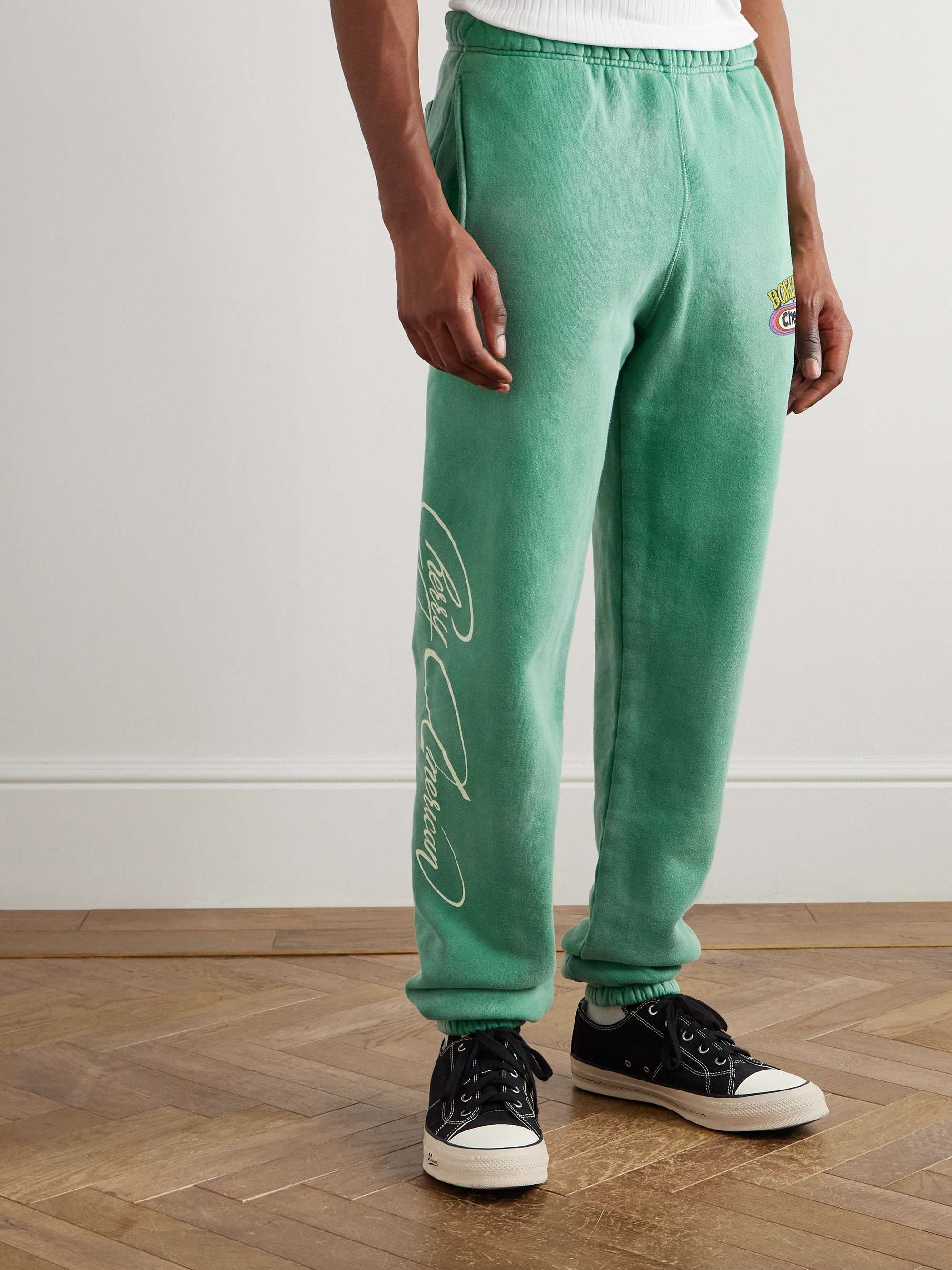 Tapered Logo-Print Cotton-Fleece Sweatpants view