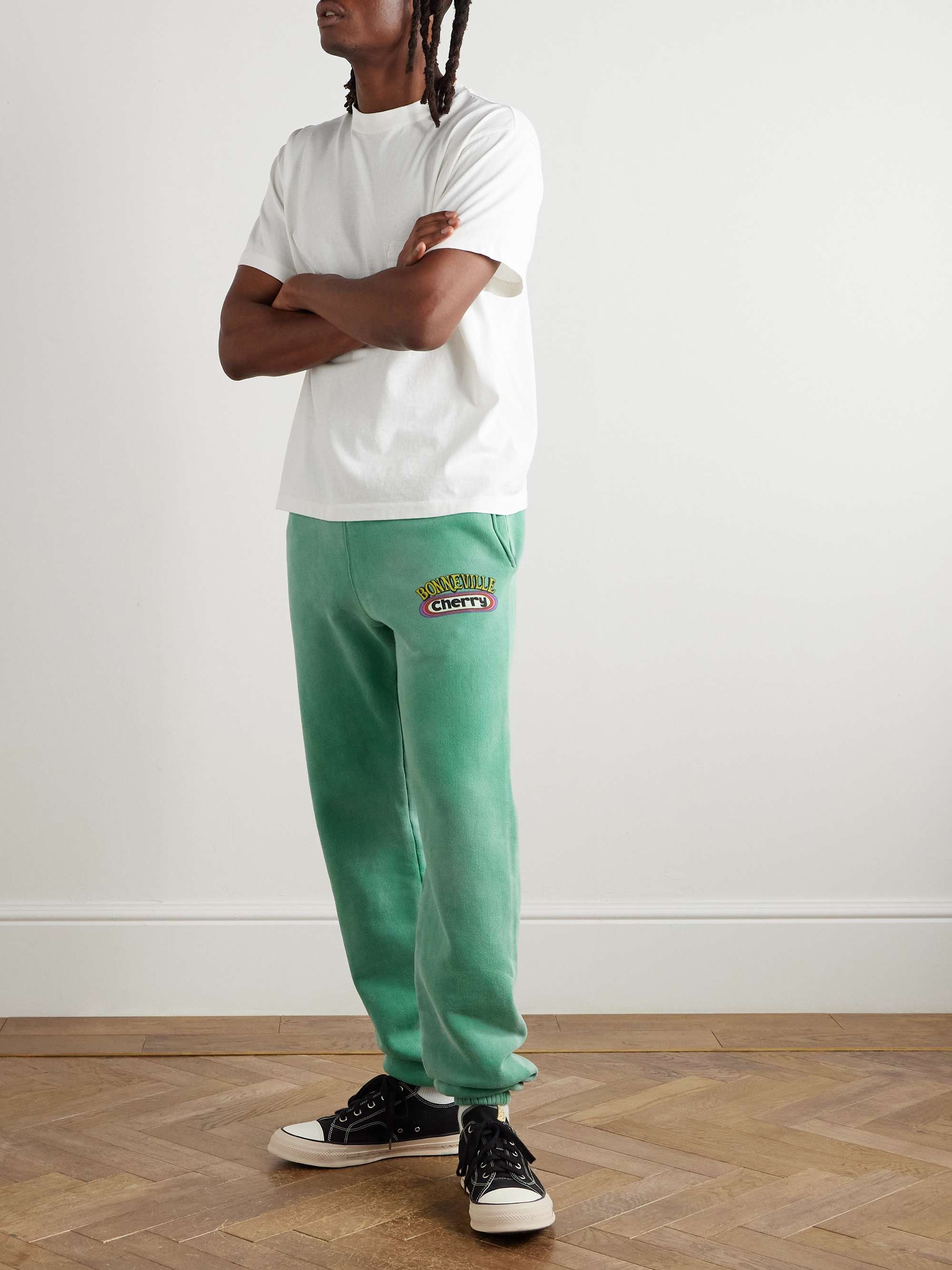 Tapered Logo-Print Cotton-Fleece Sweatpants view