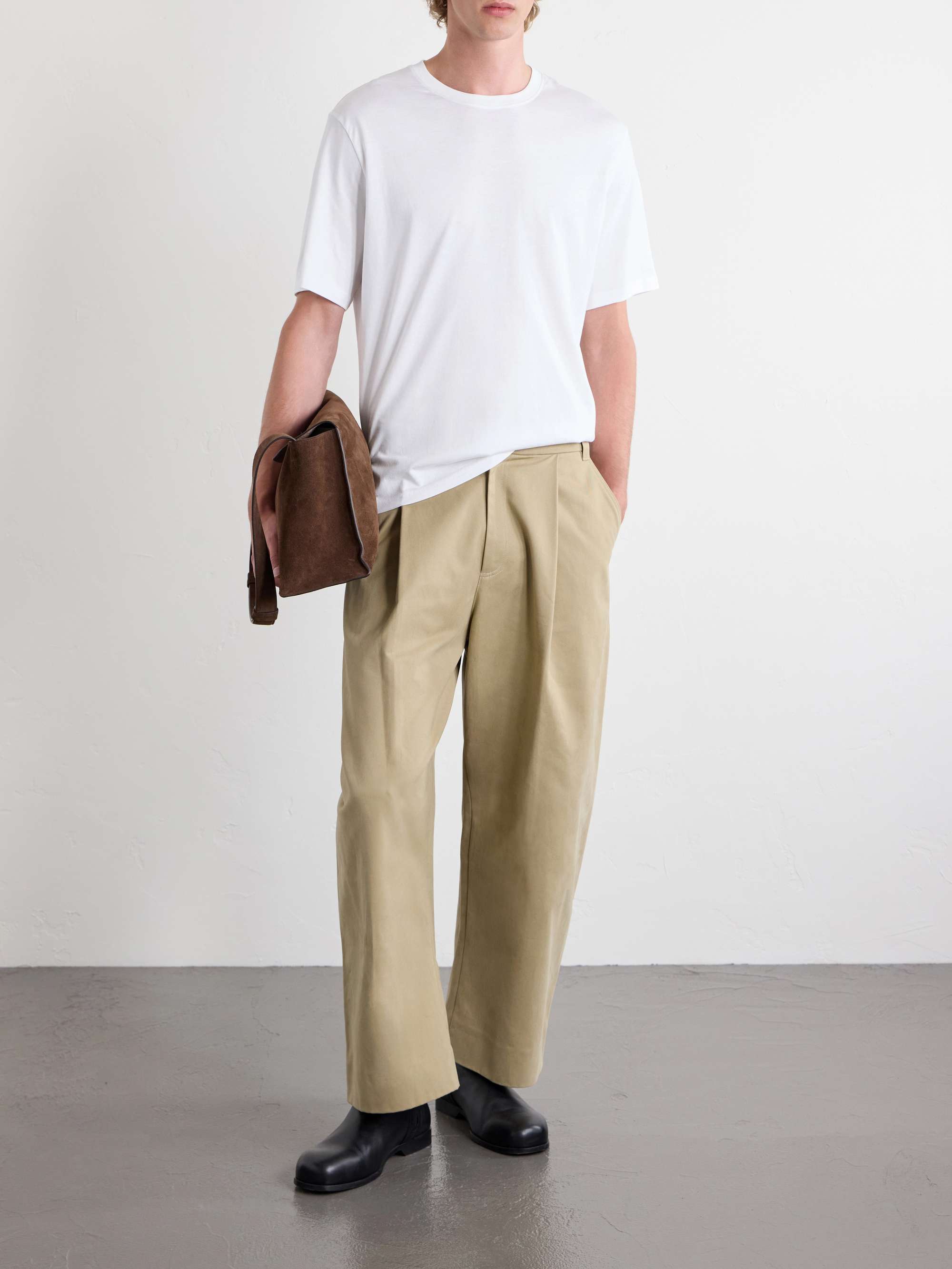 Sorte Wide-Leg Pleated Cotton-Twill Trousers view
