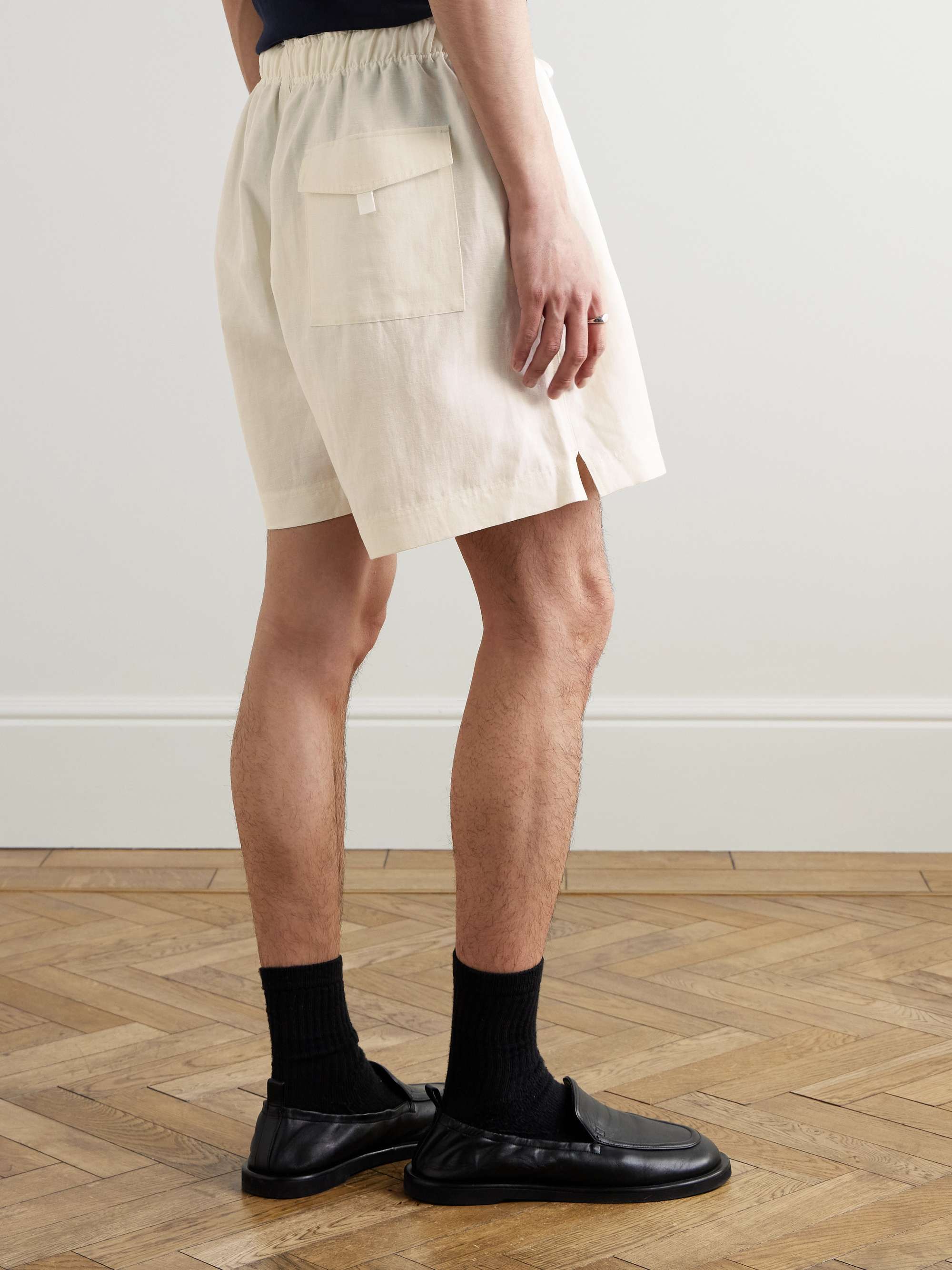 Starboard Wide-Leg Linen and Wool-Blend Drawstring Shorts view