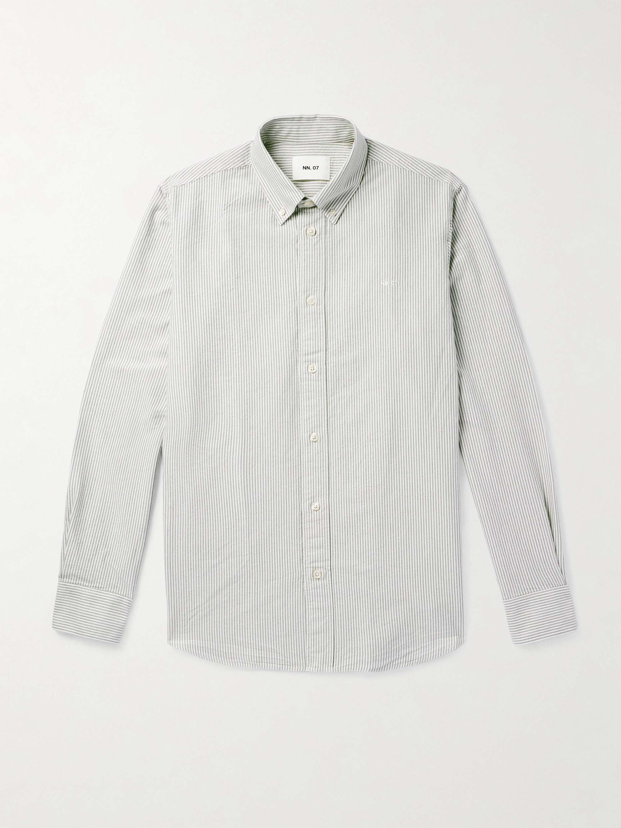 Colby 5910 Button-Down Collar Logo-Embroidered Striped Organic Cotton Shirt view