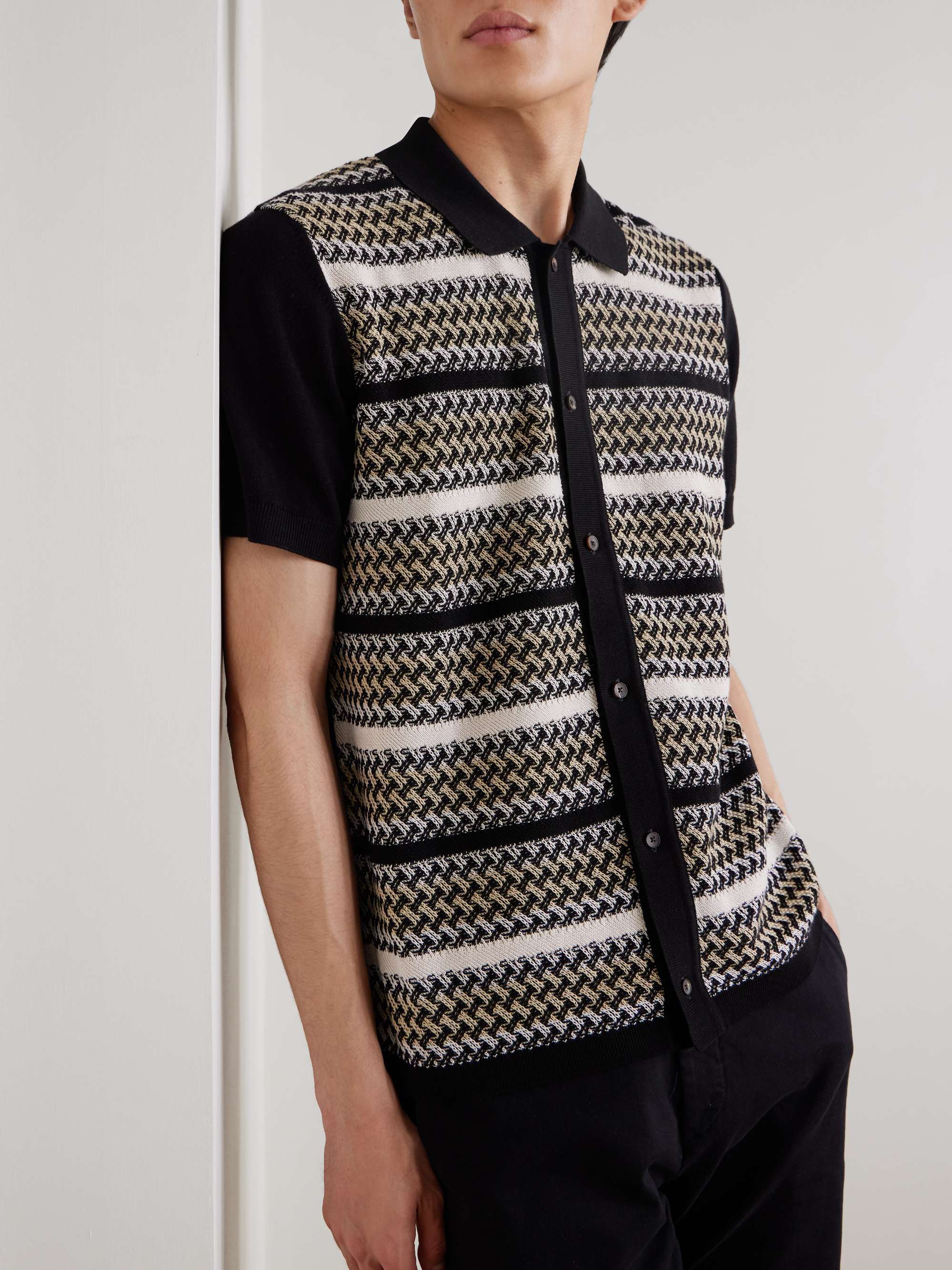 Striped Jacquard-Knit Organic Cotton Shirt view