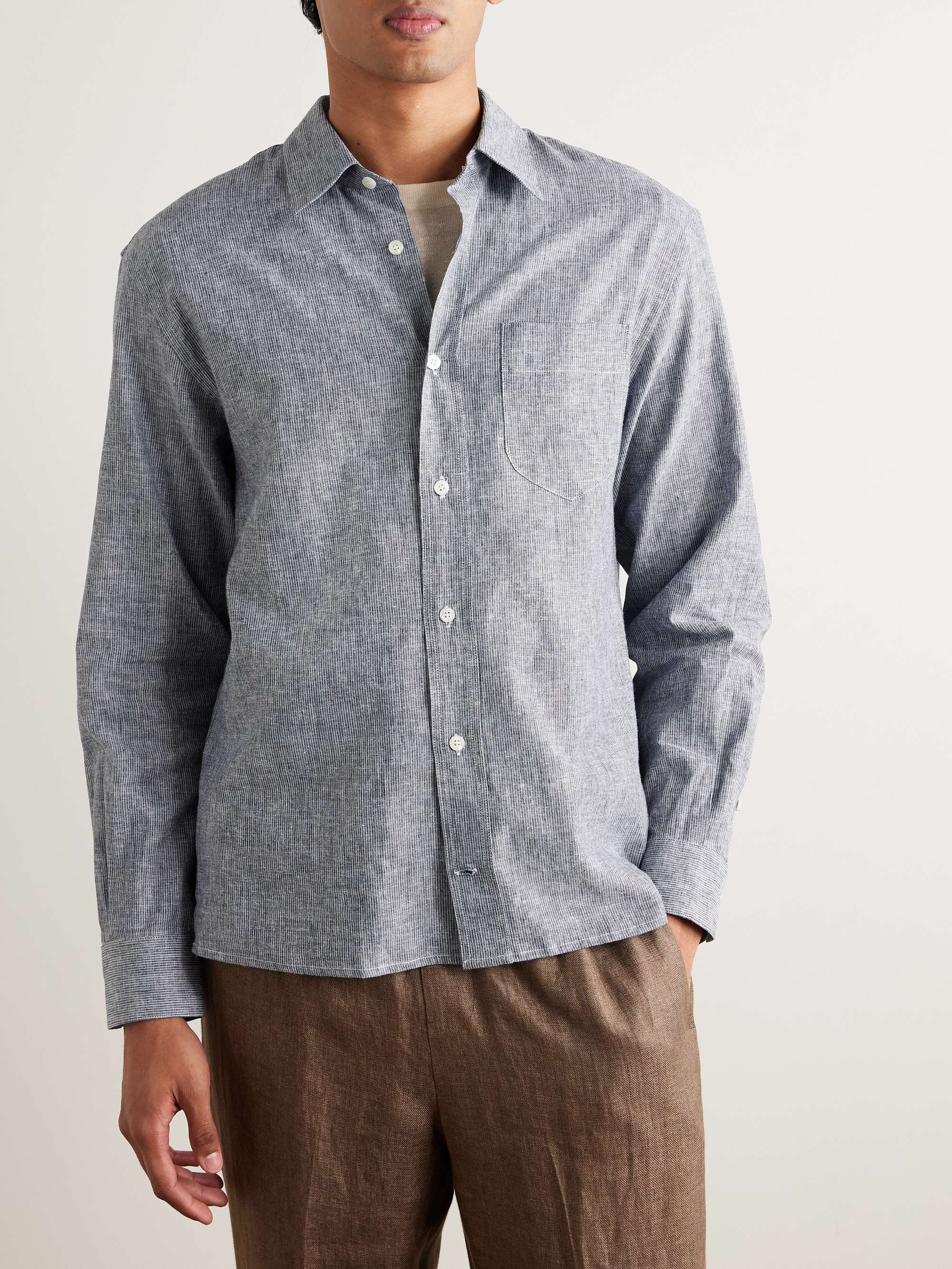Hugo Striped Linen and Cotton-Blend Shirt view