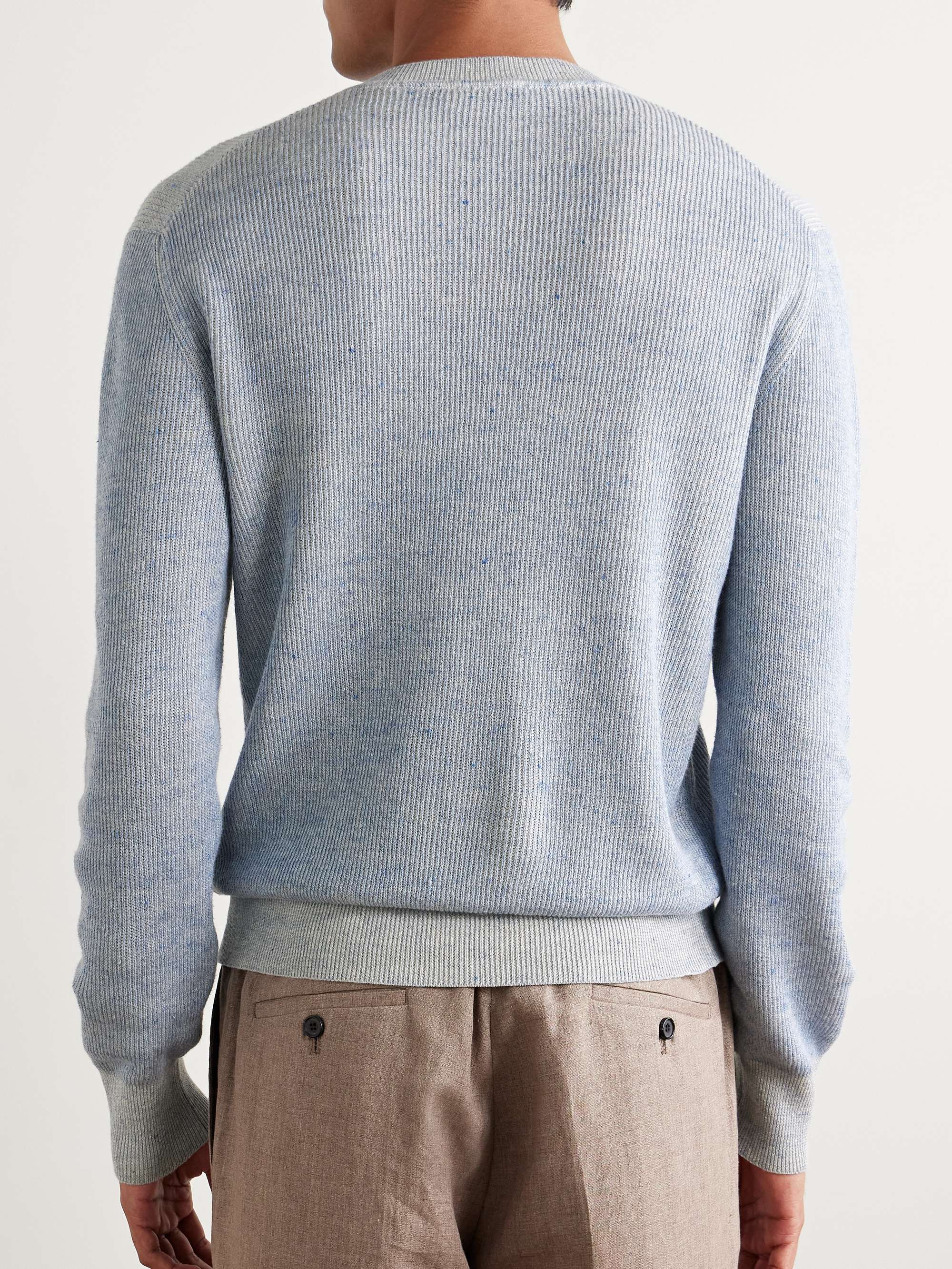 Slim-Fit Ribbed Linen and Cotton-Blend Sweater view