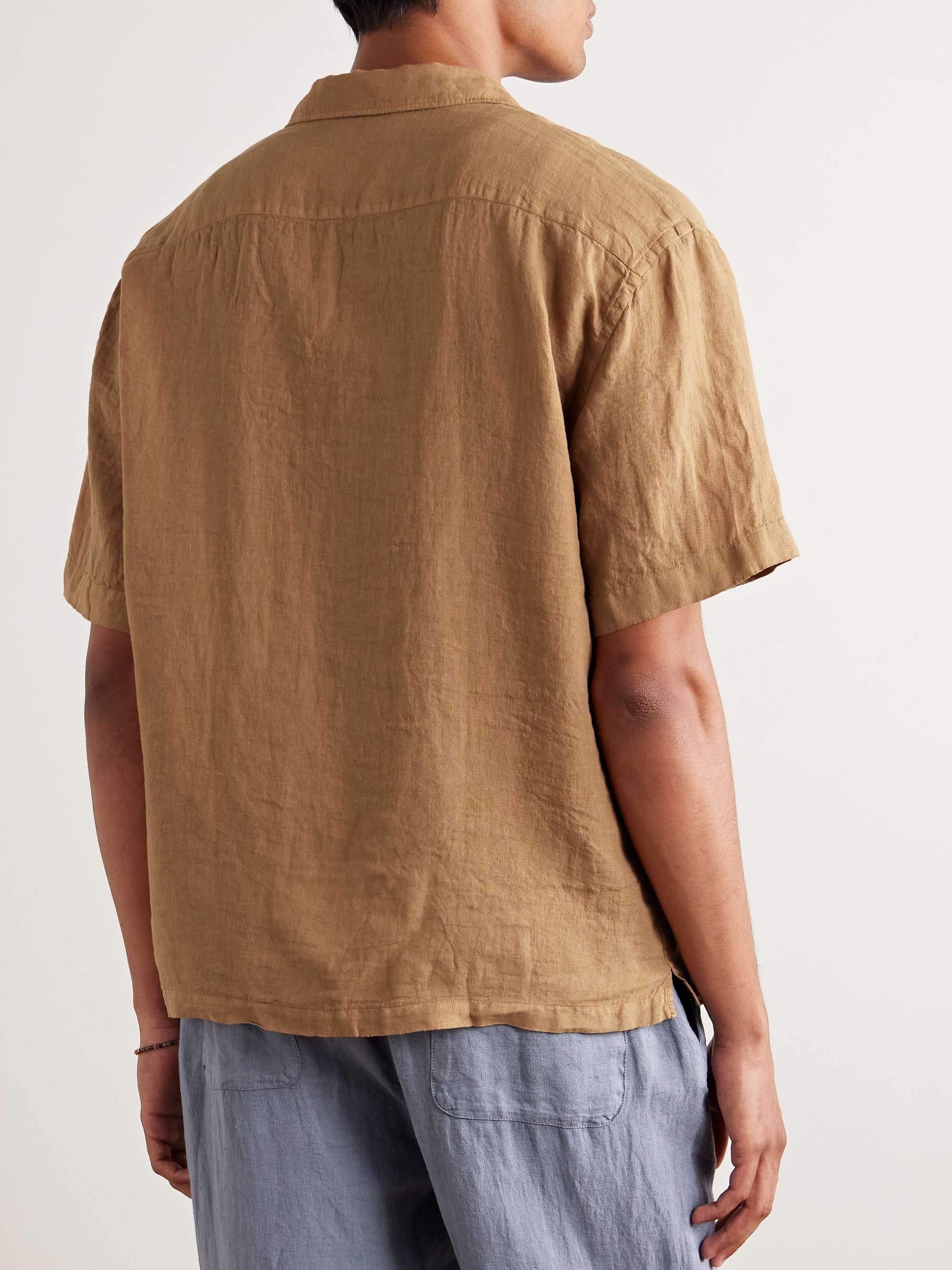Bart Slim-Fit Convertible-Collar Linen Shirt view