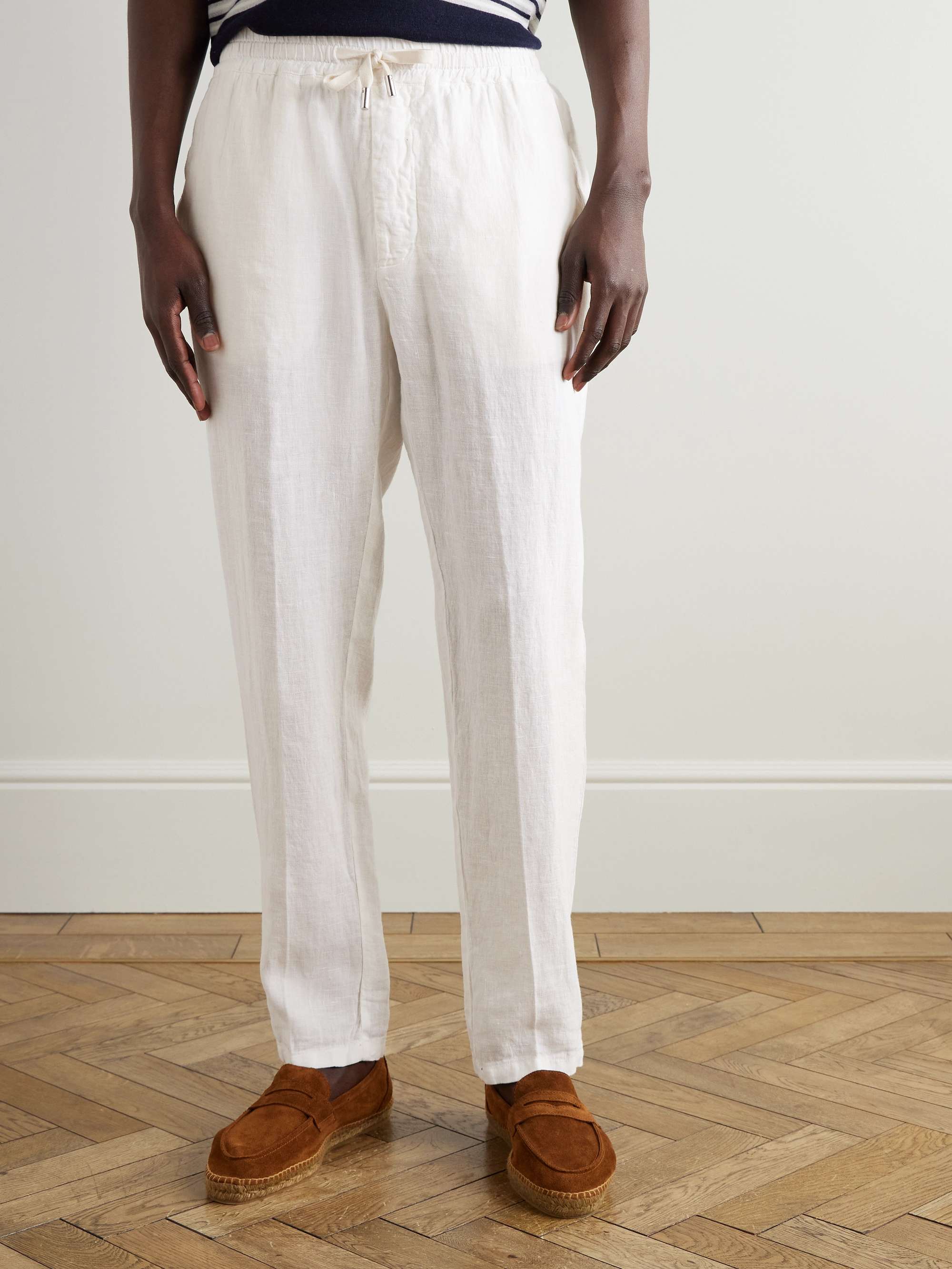 Aaron Straight-Leg Linen Drawstring Trousers view