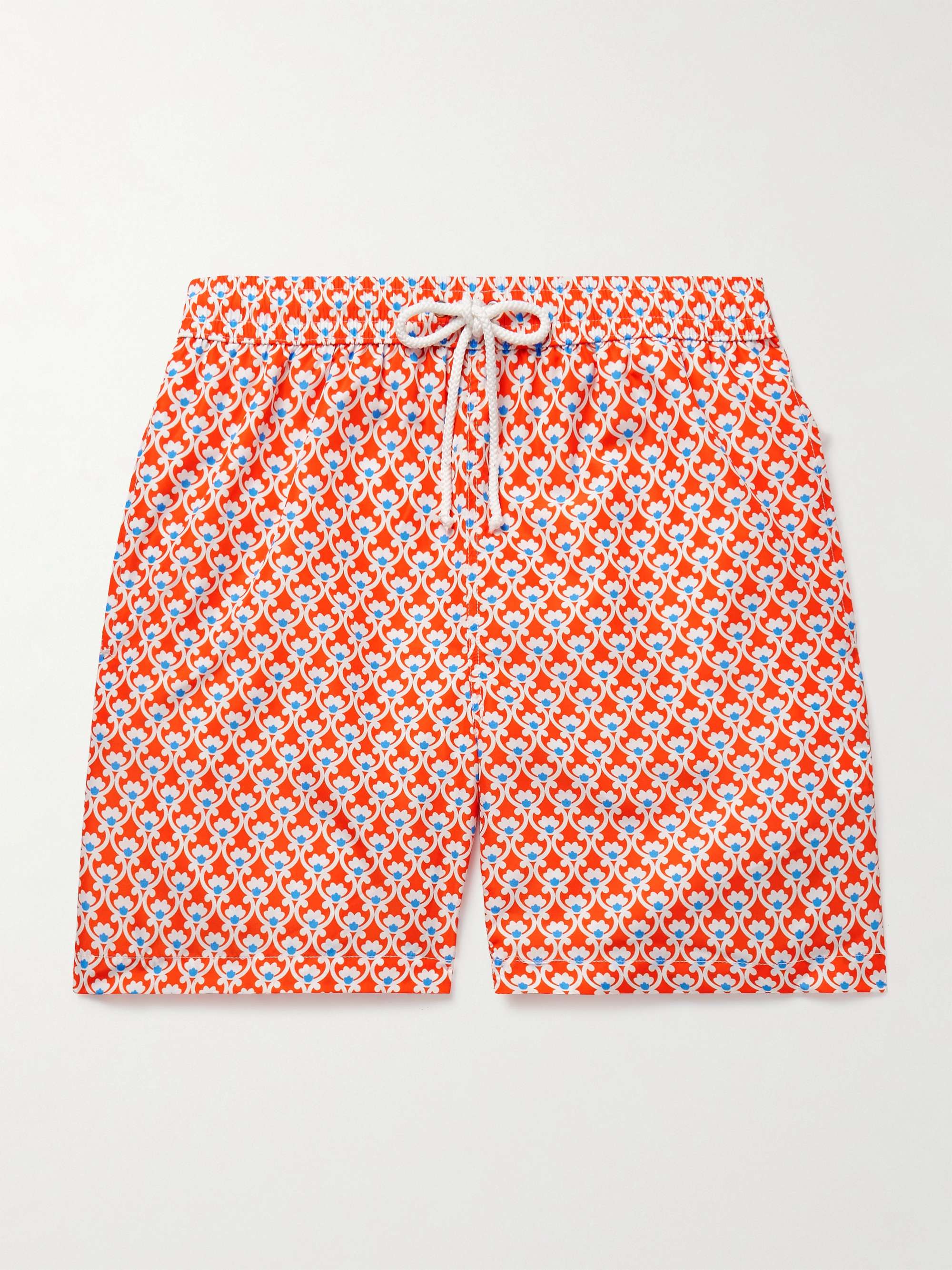 Slim-Fit Straight-Leg Mid-Length Printed Swim Shorts view