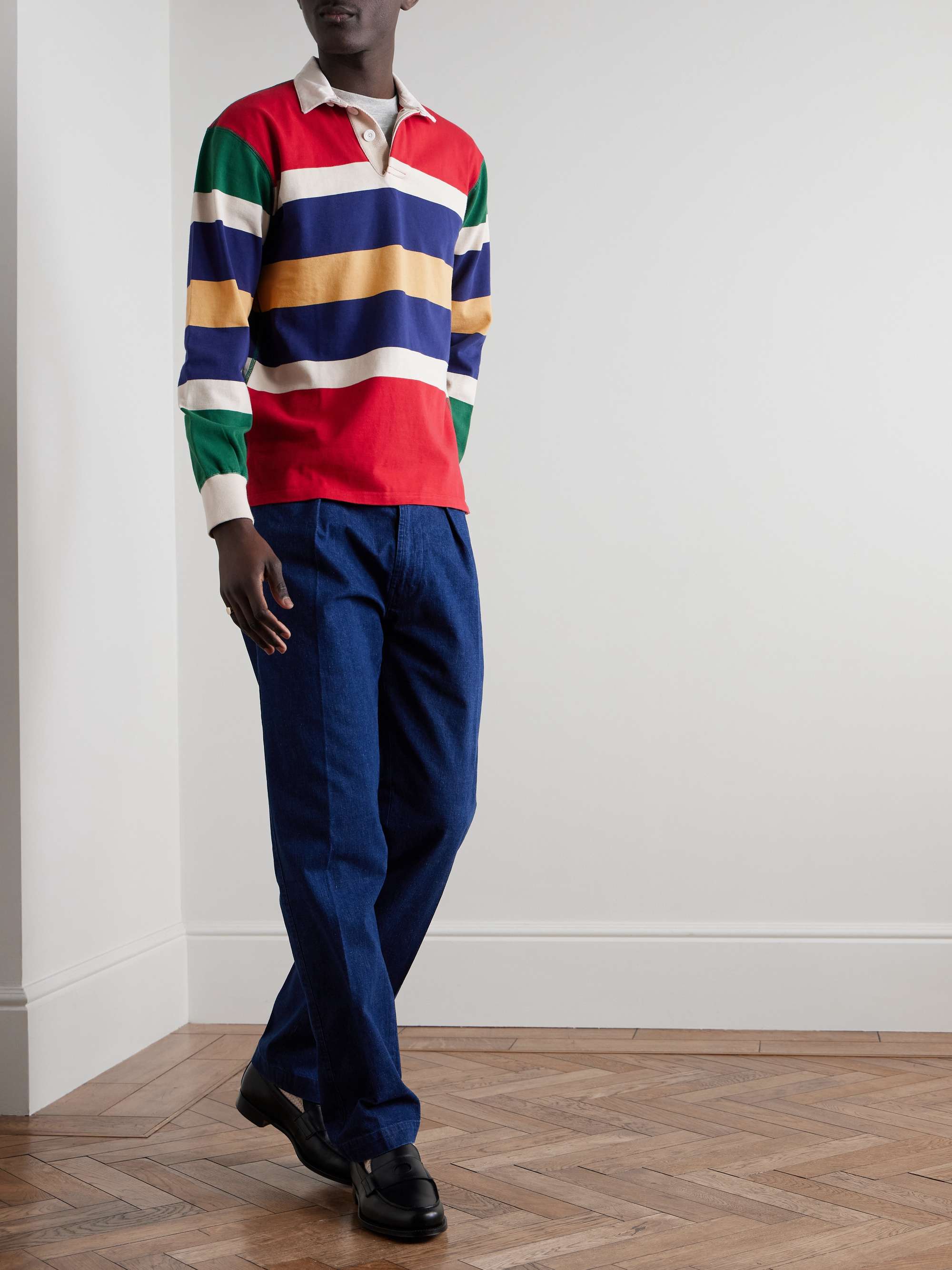 Striped Cotton-Jersey Polo Shirt view