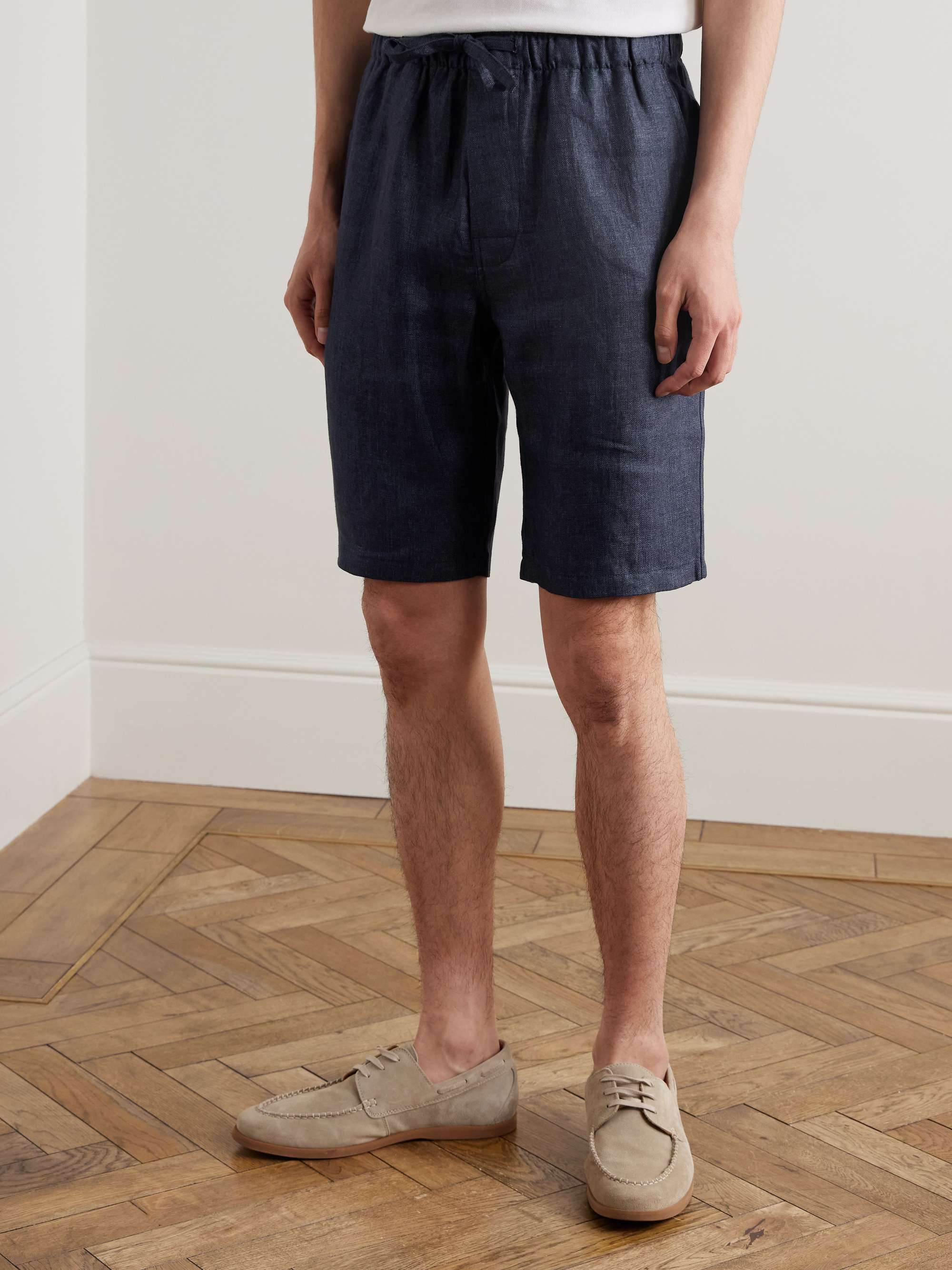 Slim-Fit Straight-Leg Linen Drawstring Shorts view
