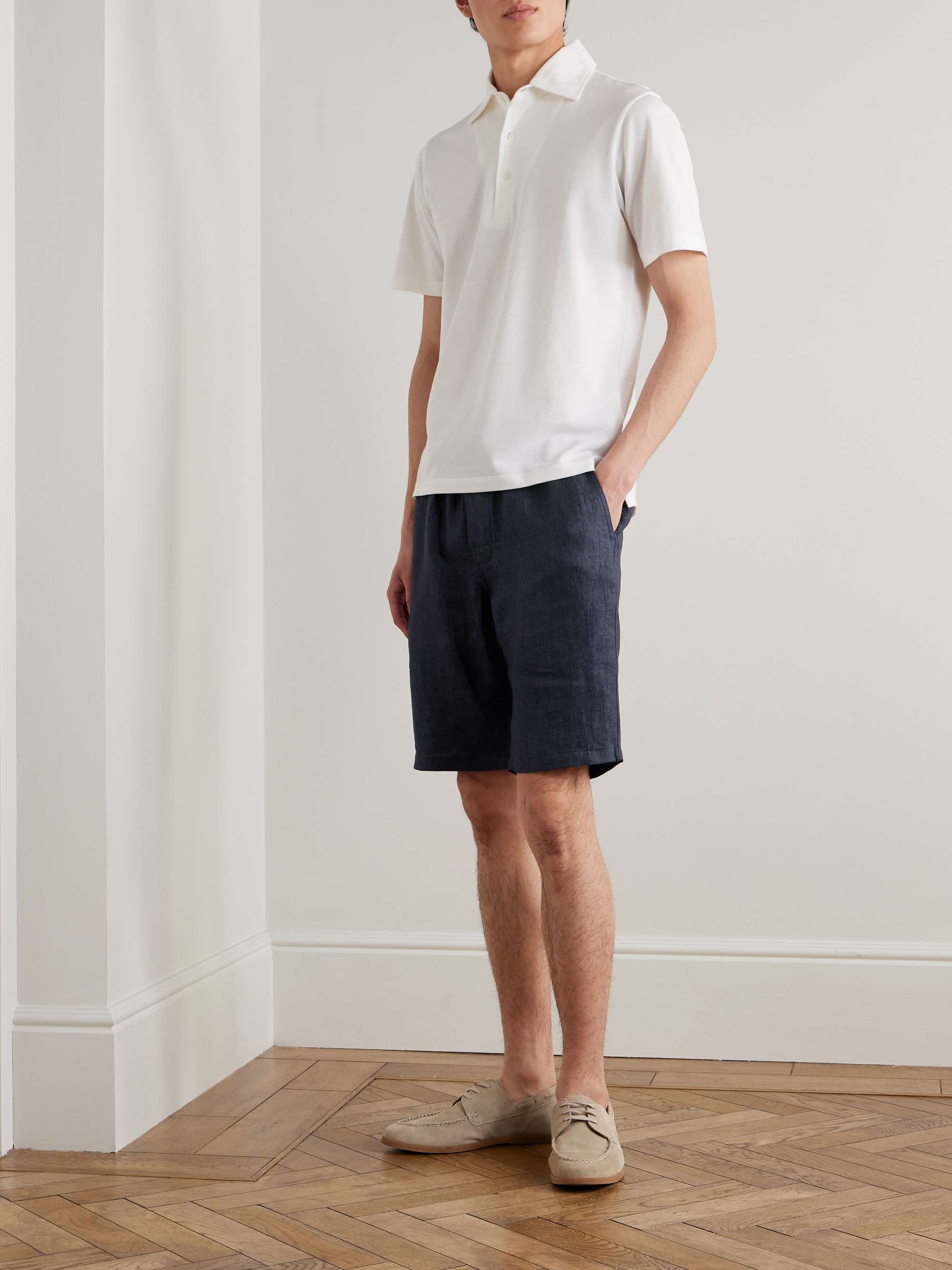 Slim-Fit Straight-Leg Linen Drawstring Shorts view