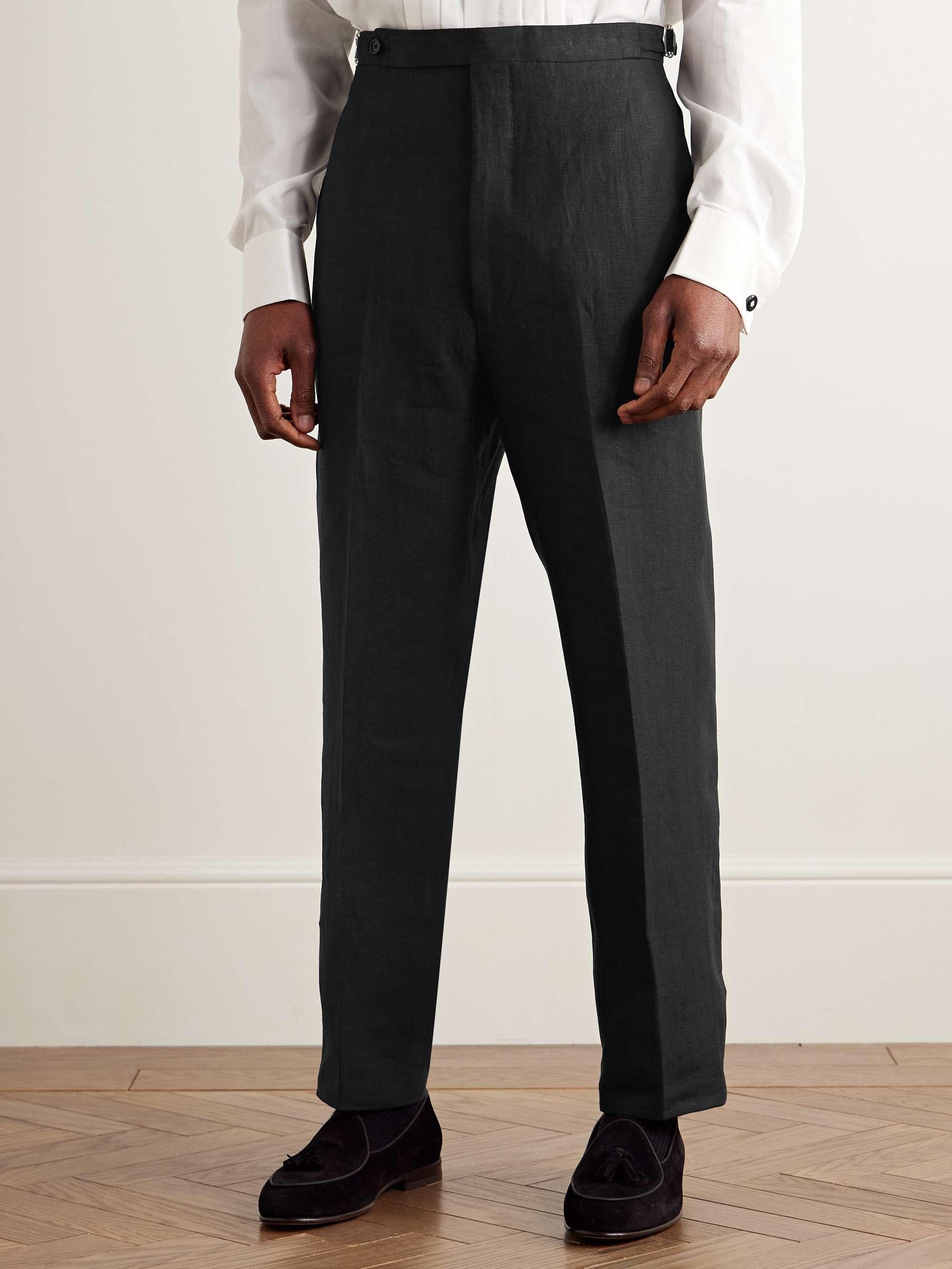 Slim-Fit Linen Tuxedo Trousers view