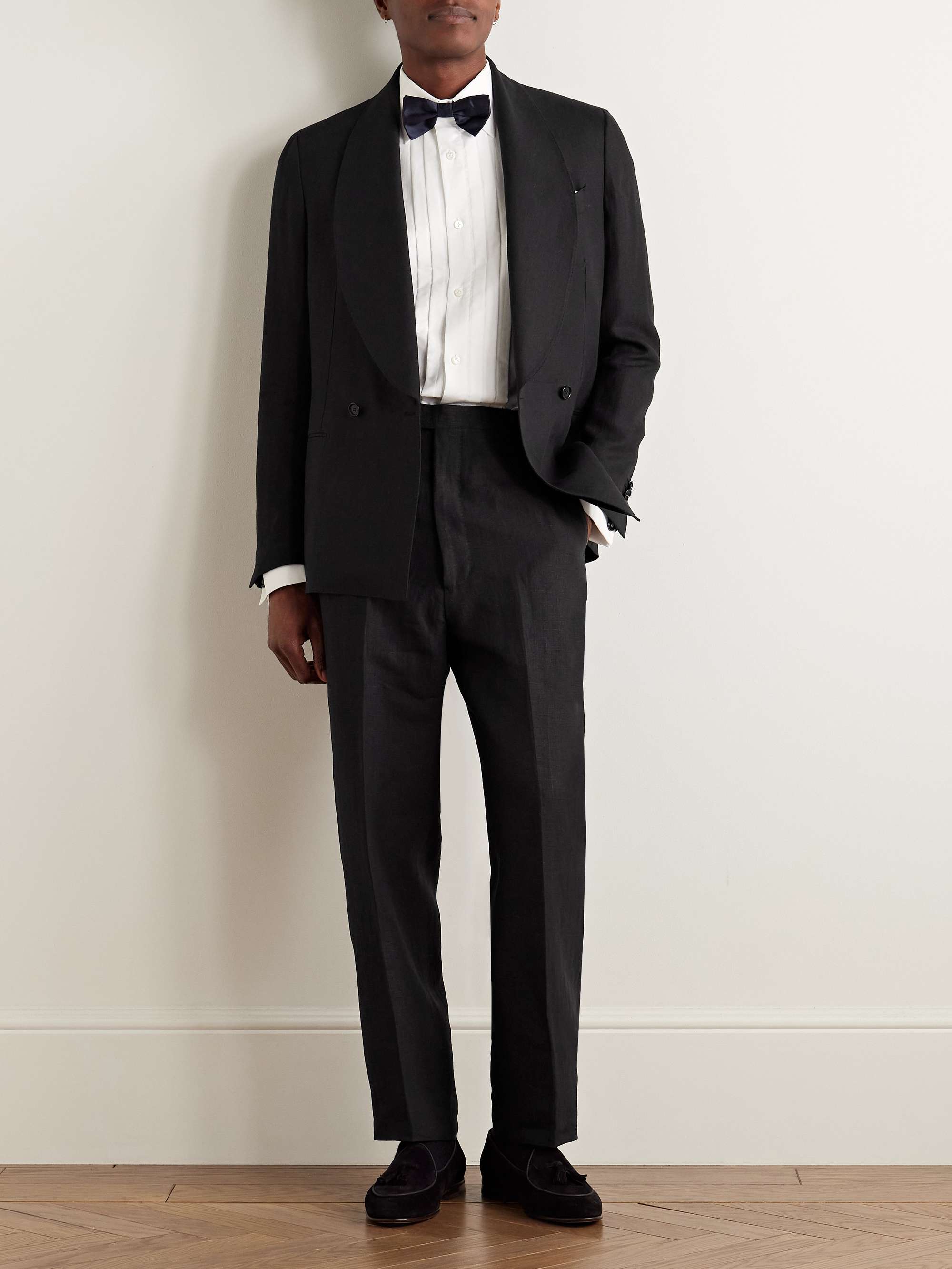 Slim-Fit Linen Tuxedo Trousers view