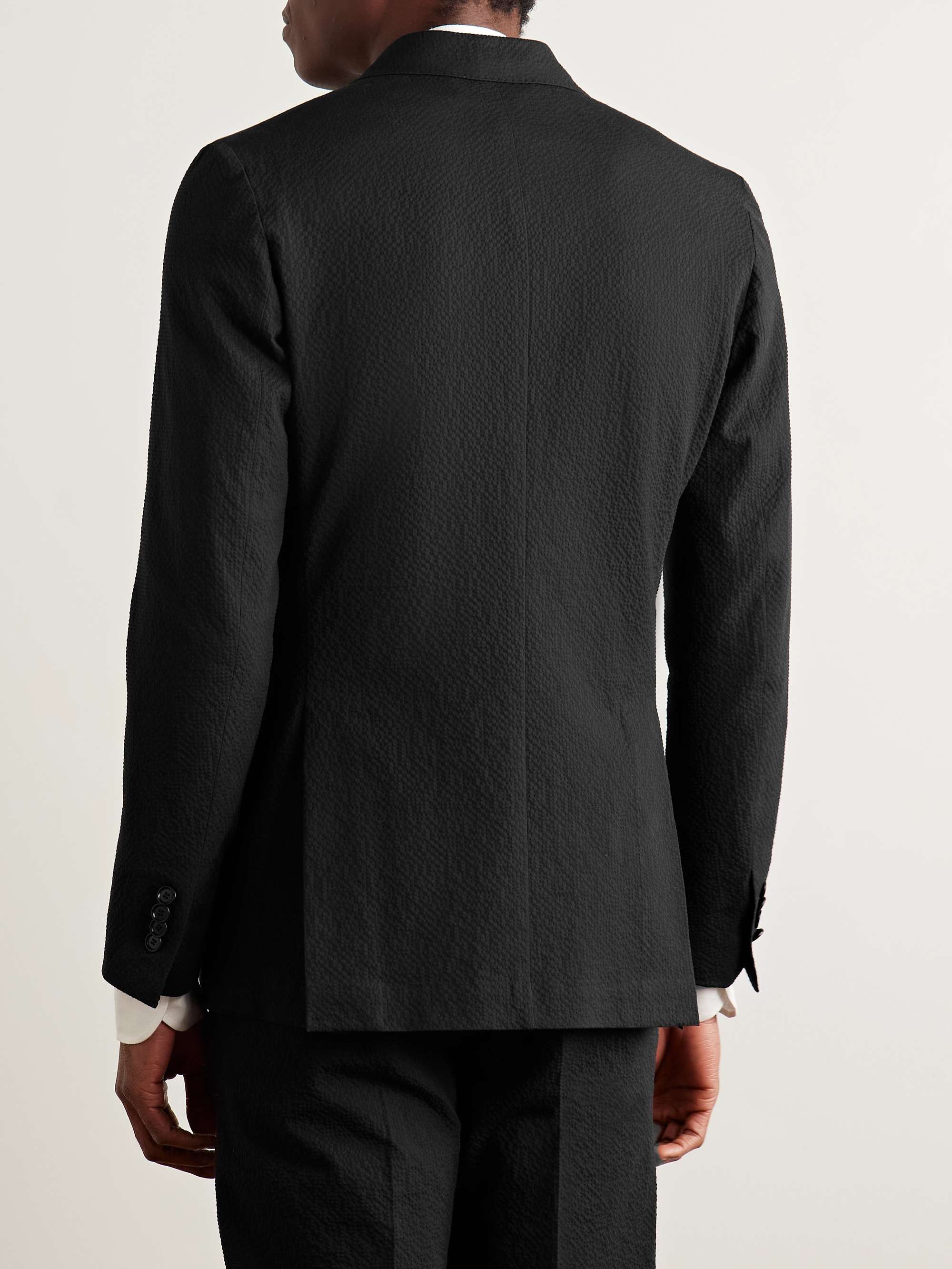 Vesuvio Slim-Fit Double-Breasted Cotton-Blend Seersucker Suit Jacket view