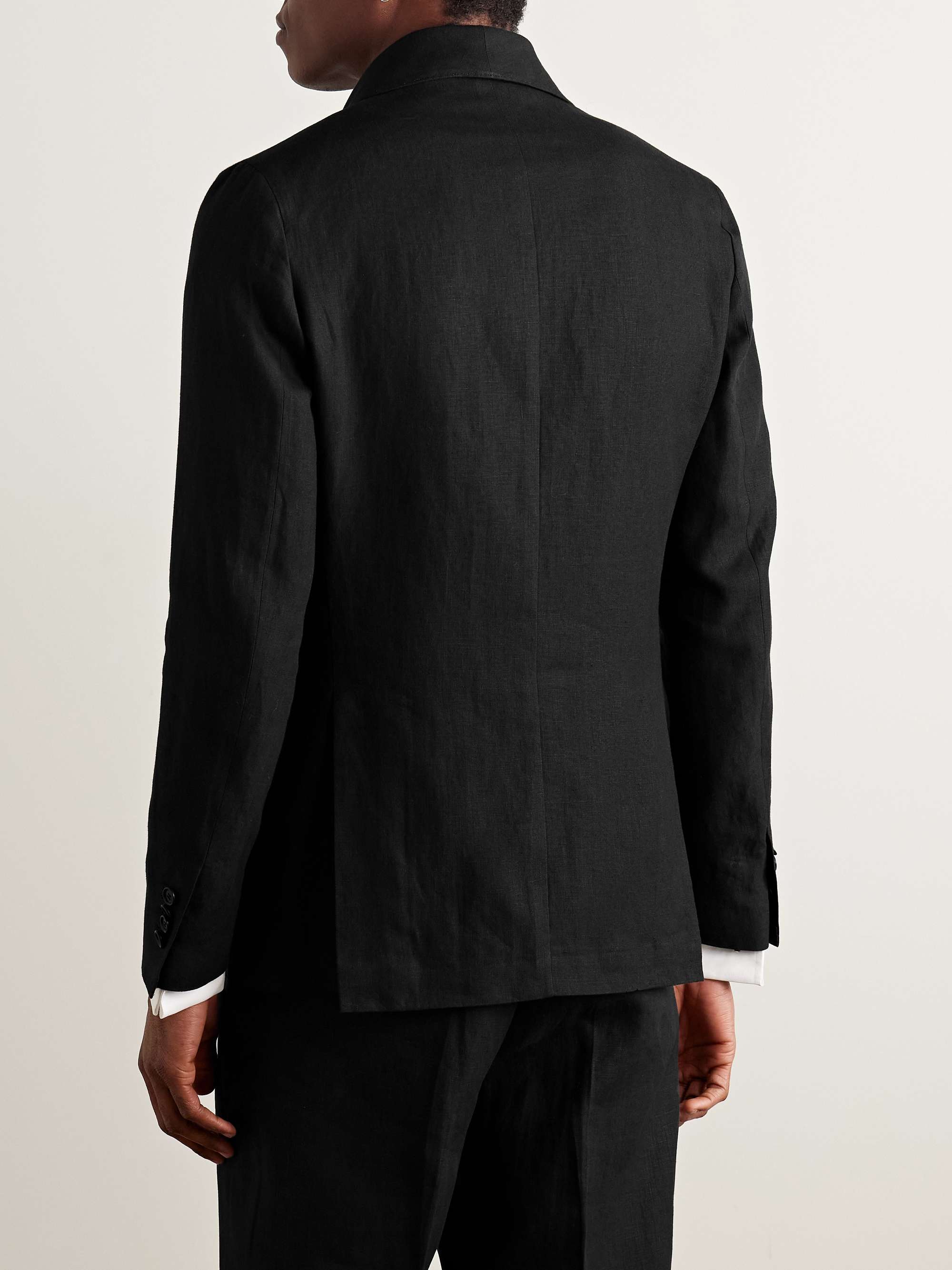 Cantone Shawl-Collar Double-Breasted Linen Tuxedo Jacket view