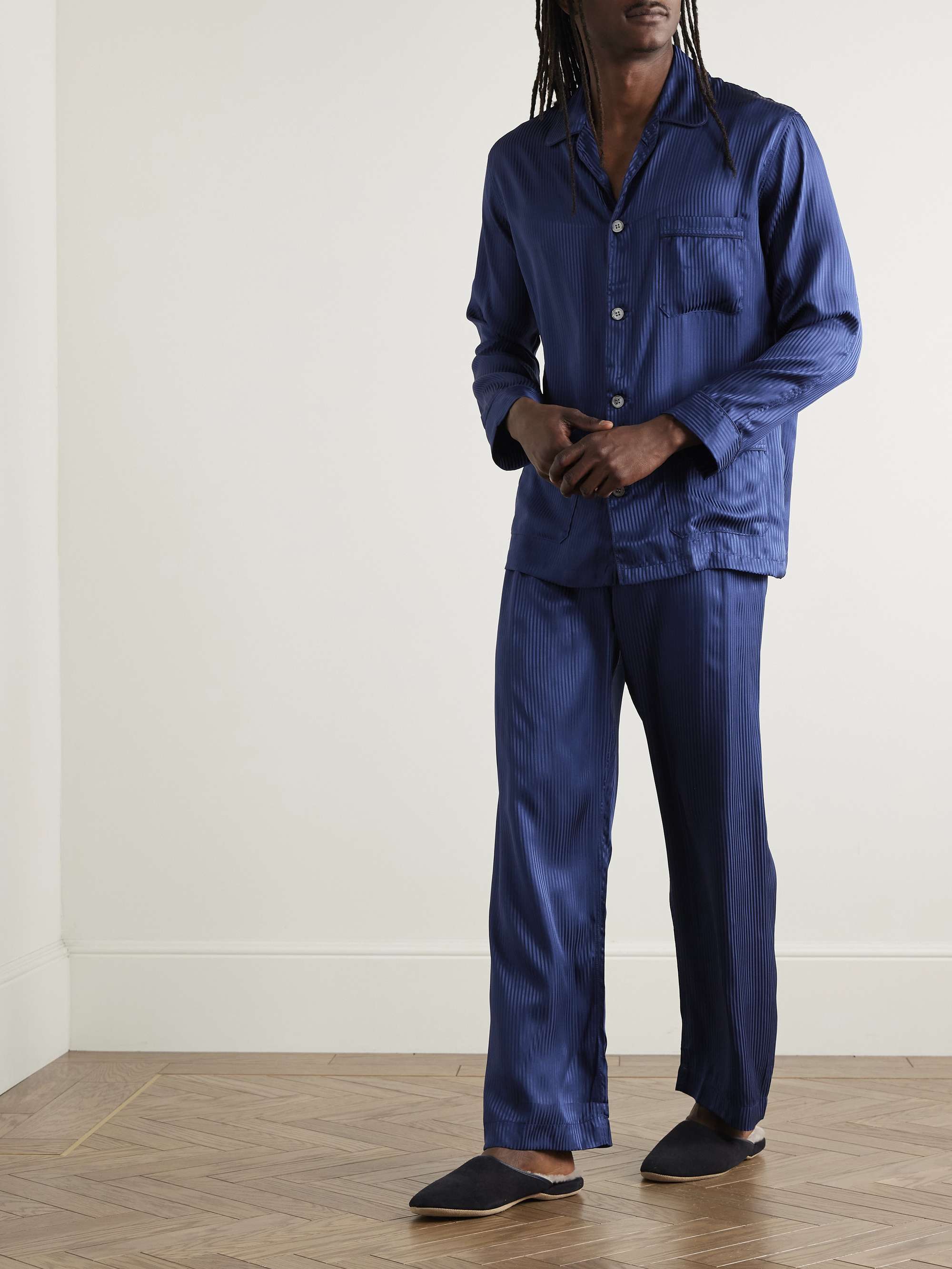 Woburn 8 Striped Silk-Satin Pyjama Set view