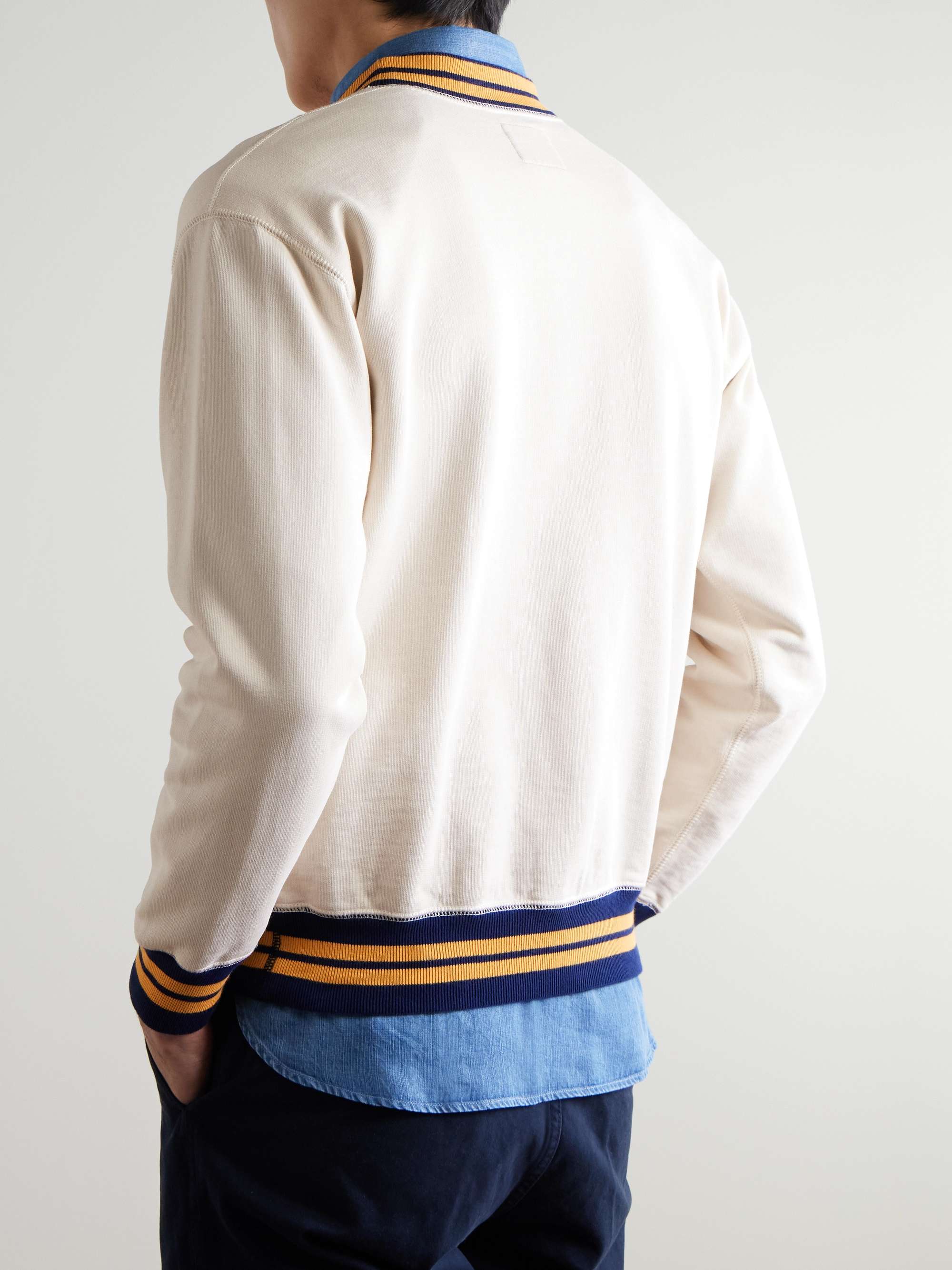 Logo-Embroidered Striped Cotton-Jersey Sweatshirt view