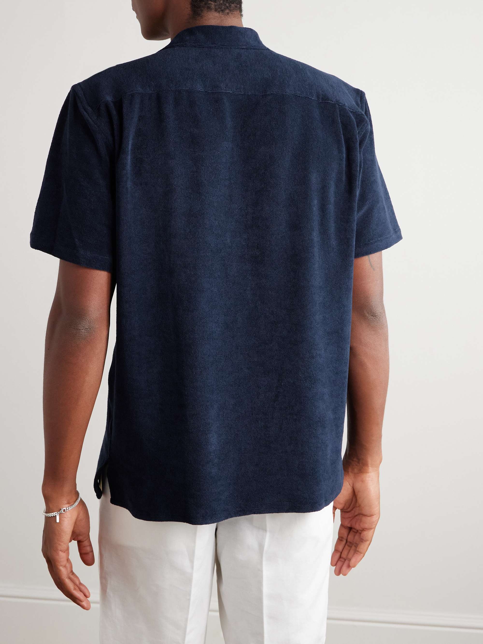 Camp-Collar Cotton-Blend Terry Shirt view