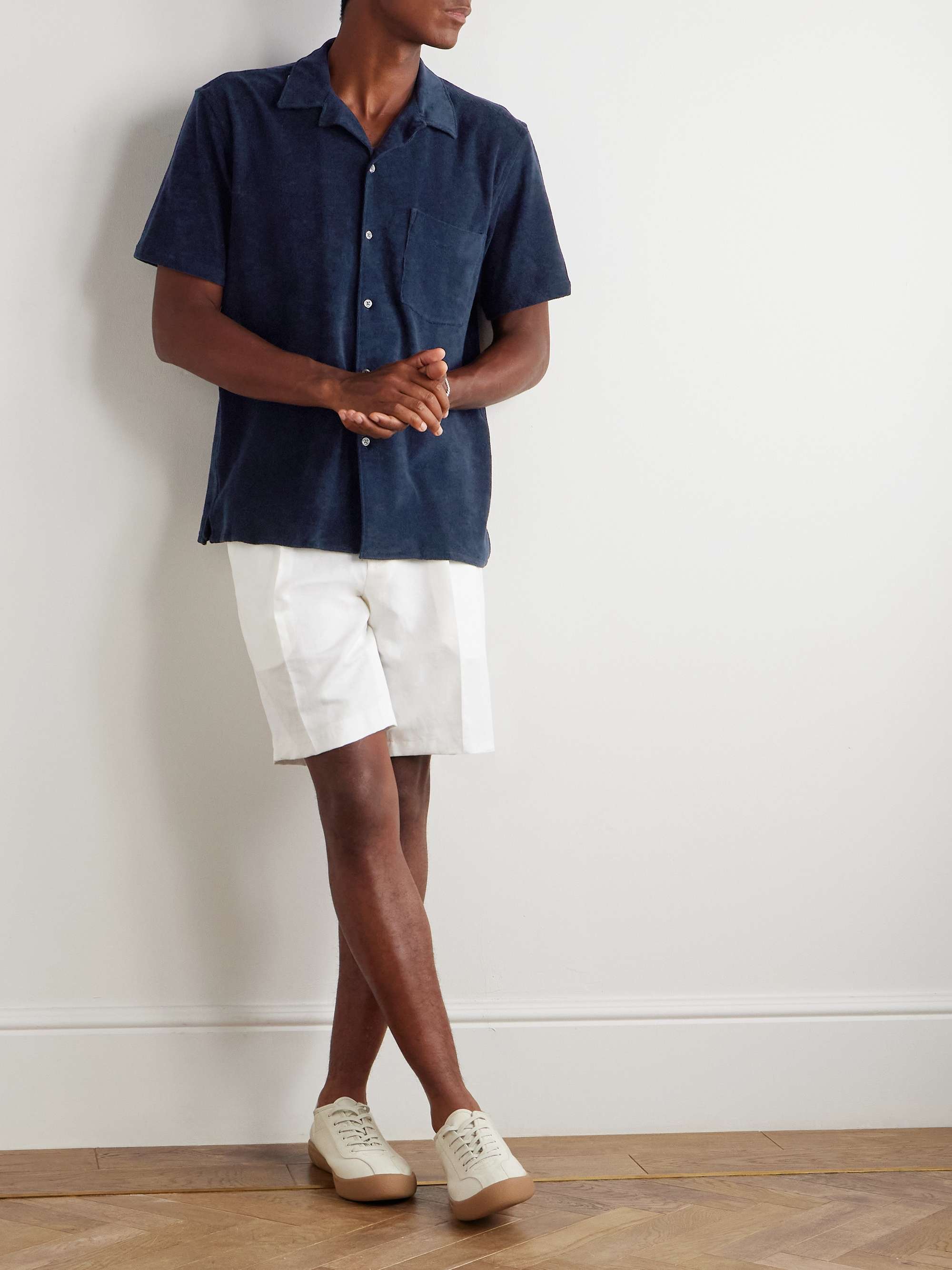 Camp-Collar Cotton-Blend Terry Shirt view