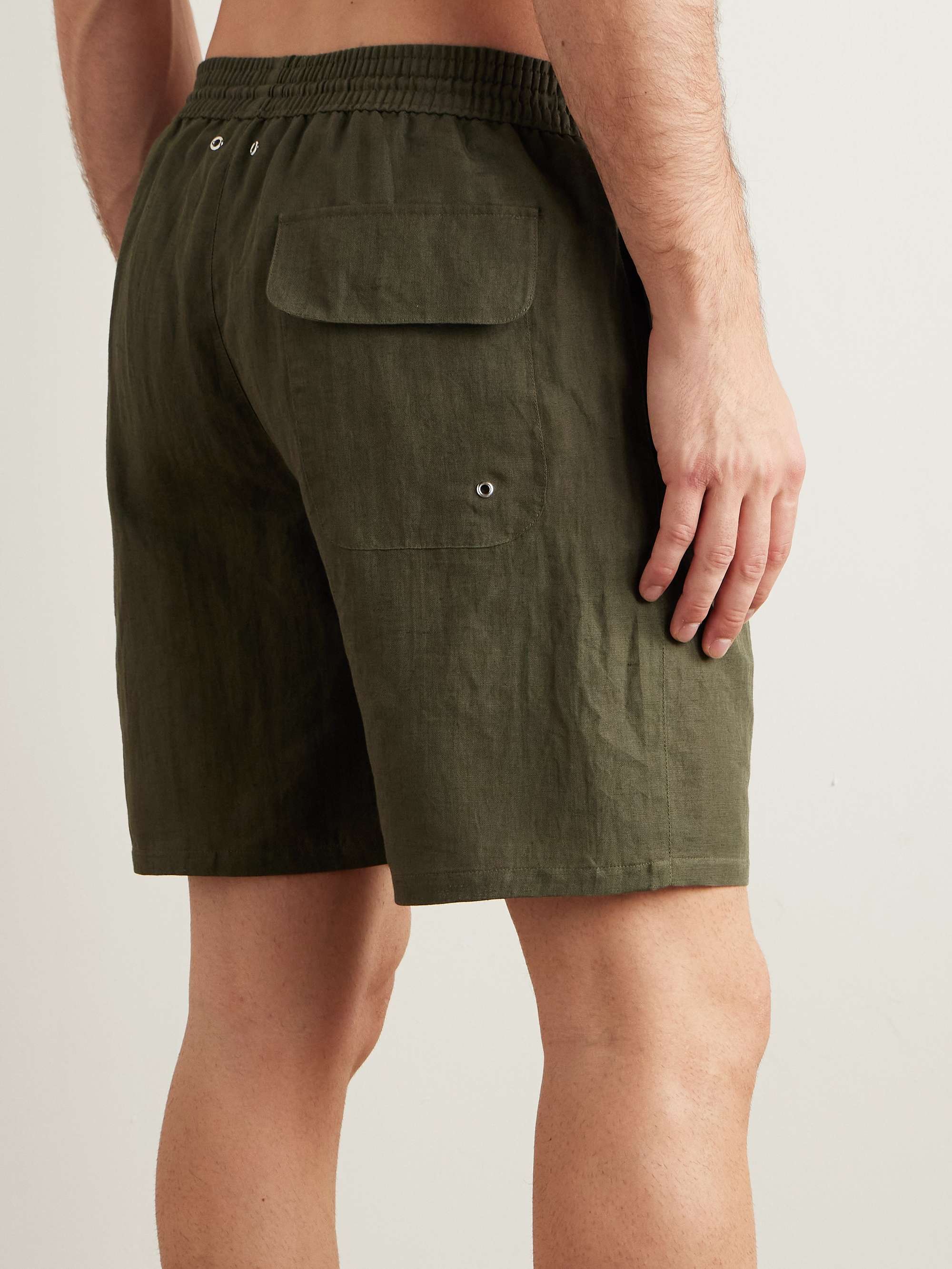 Straight-Leg Mid-Length Linen Swim Shorts view