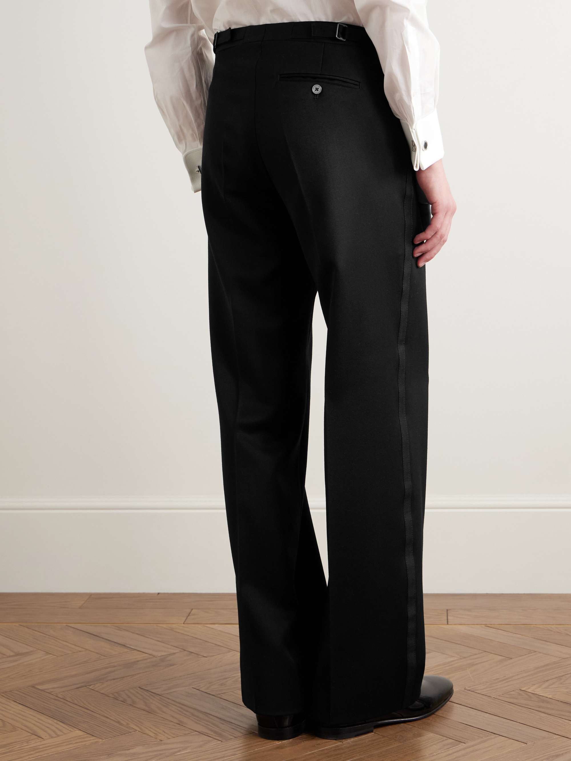 Tommy Straight-Leg Grosgrain-Trimmed Pleated Wool Tuxedo Trousers view