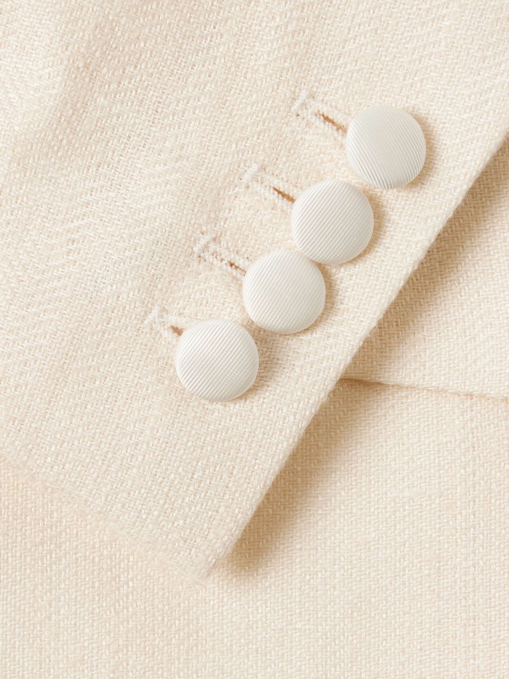 Double-Breasted Herringbone Linen and Silk-Blend Tuxedo Jacket view