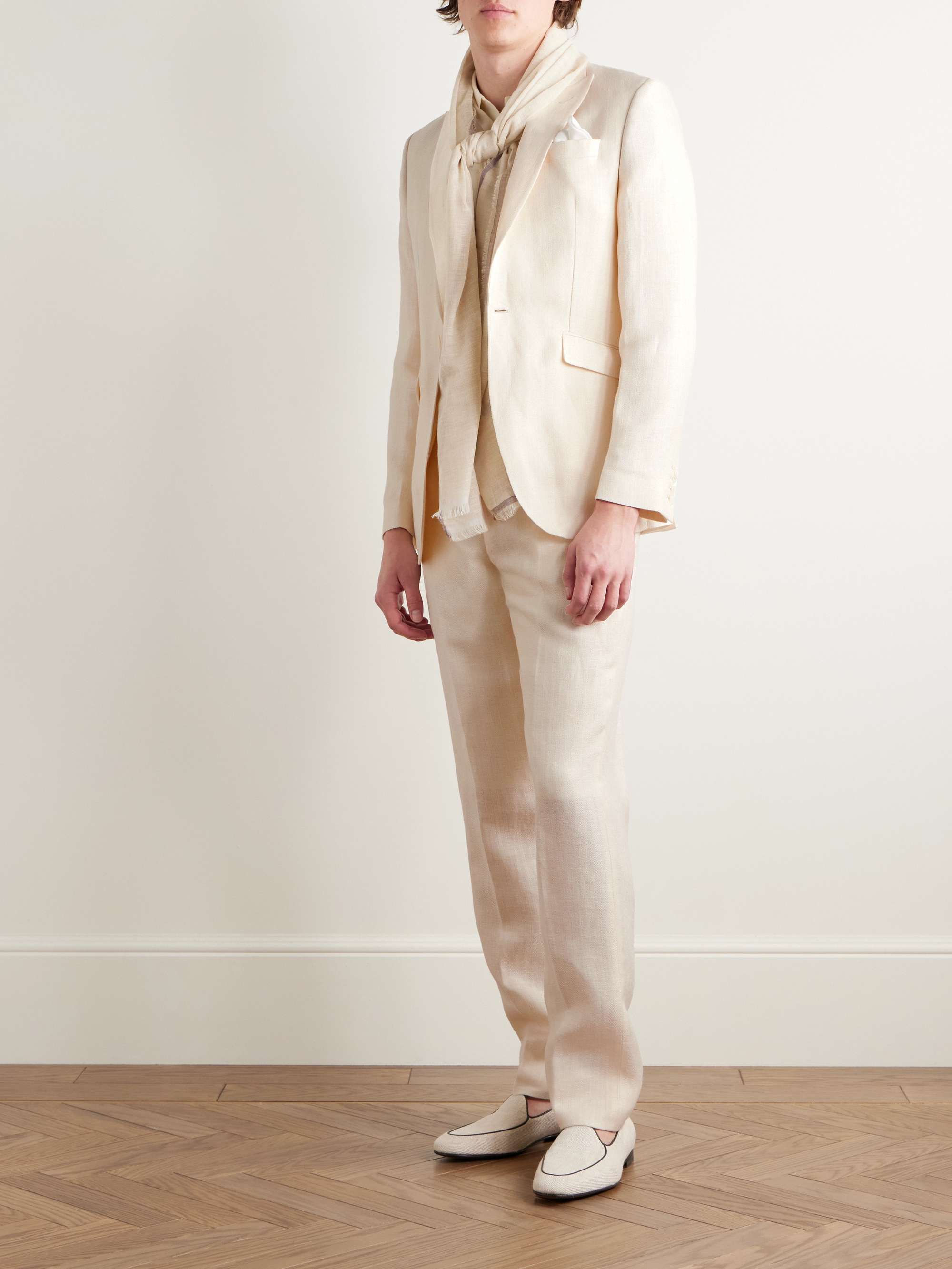 Slim-Fit Herringbone Linen and Silk-Blend Suit Jacket view