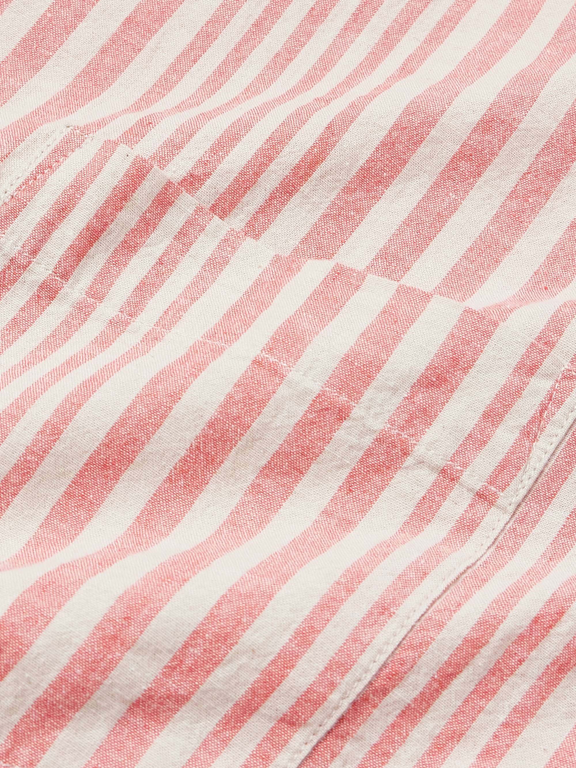 Button-Down Collar Striped Linen and Cotton-Blend Shirt view