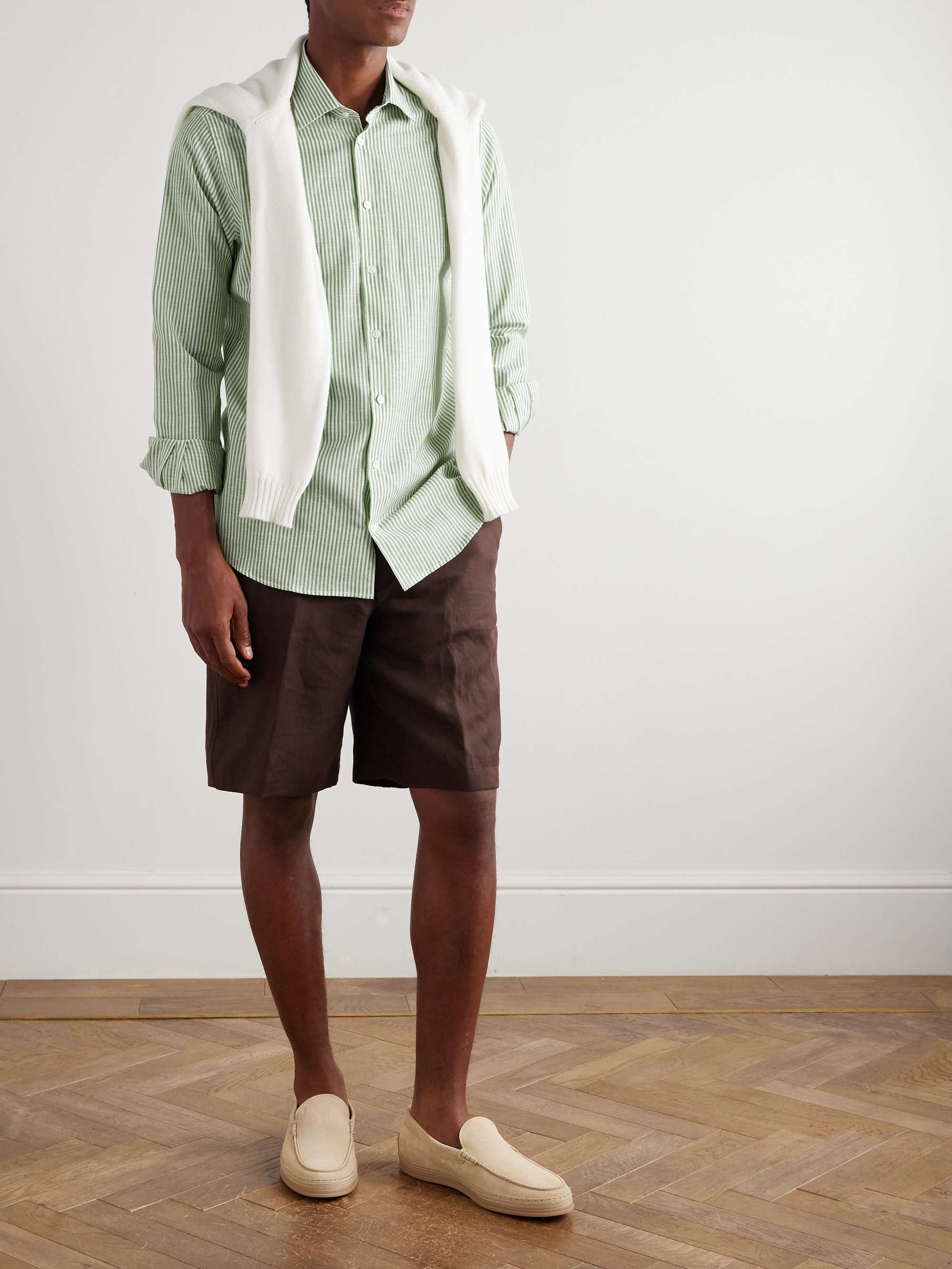 Slim-Fit Striped Linen Shirt view