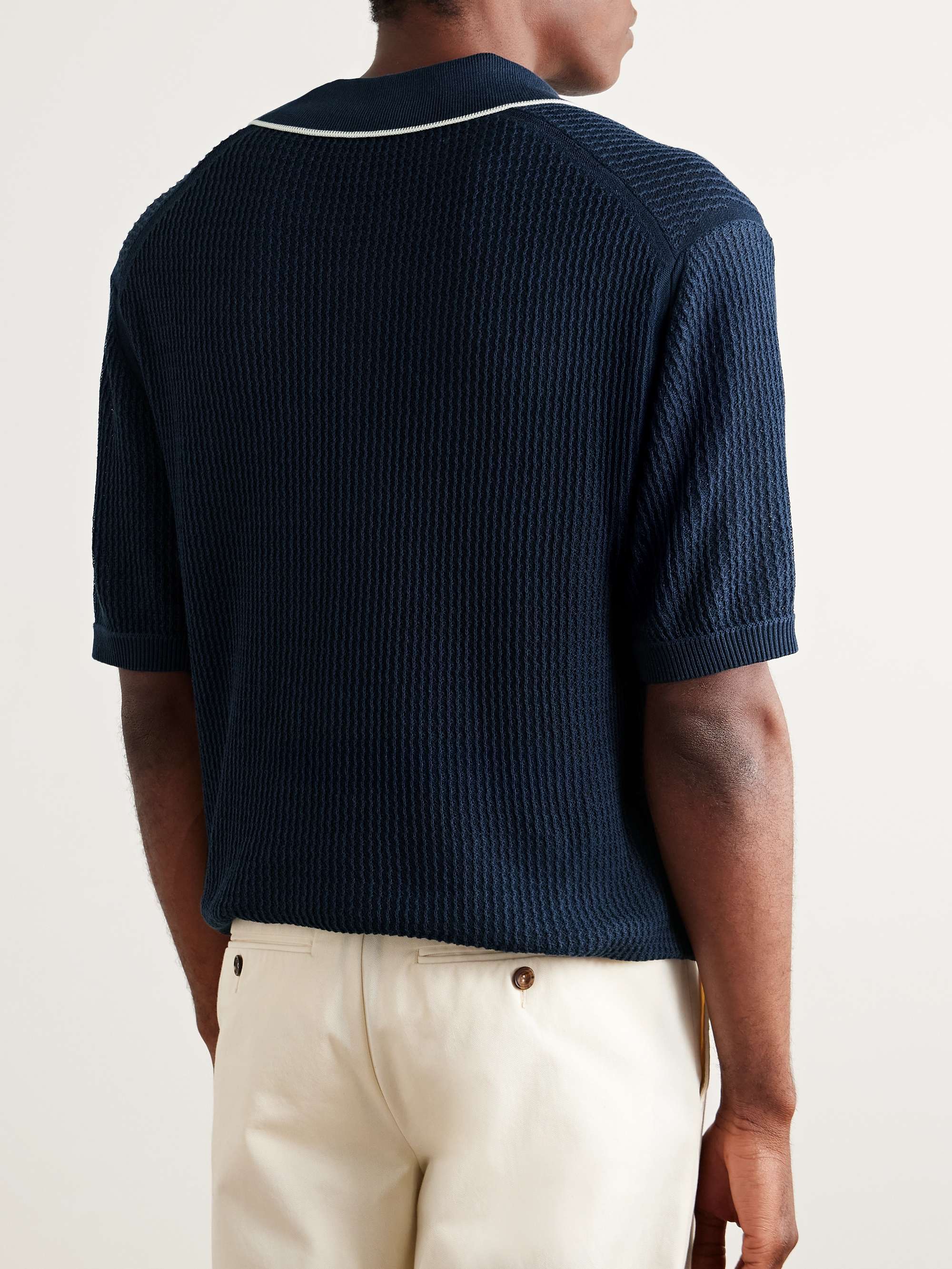 Ribbed Cotton and Silk-Blend Polo Shirt view
