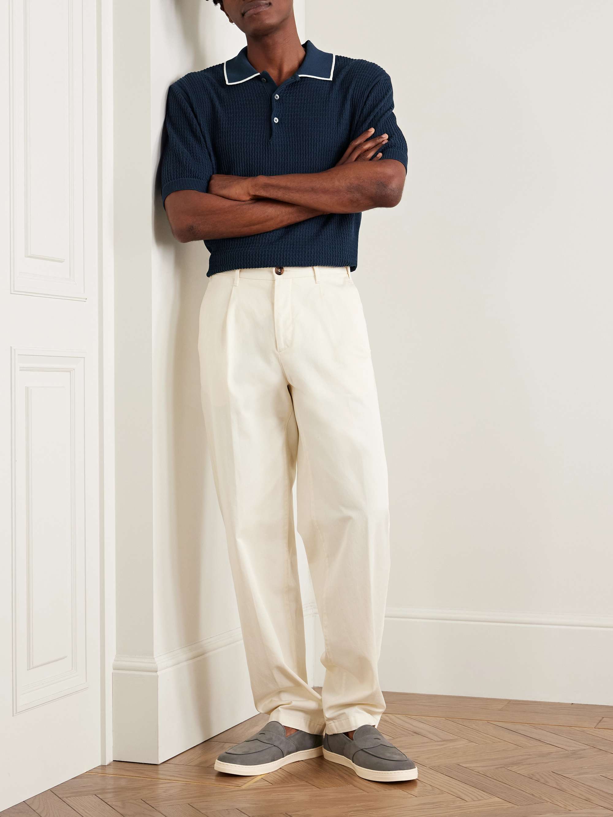 Ribbed Cotton and Silk-Blend Polo Shirt view