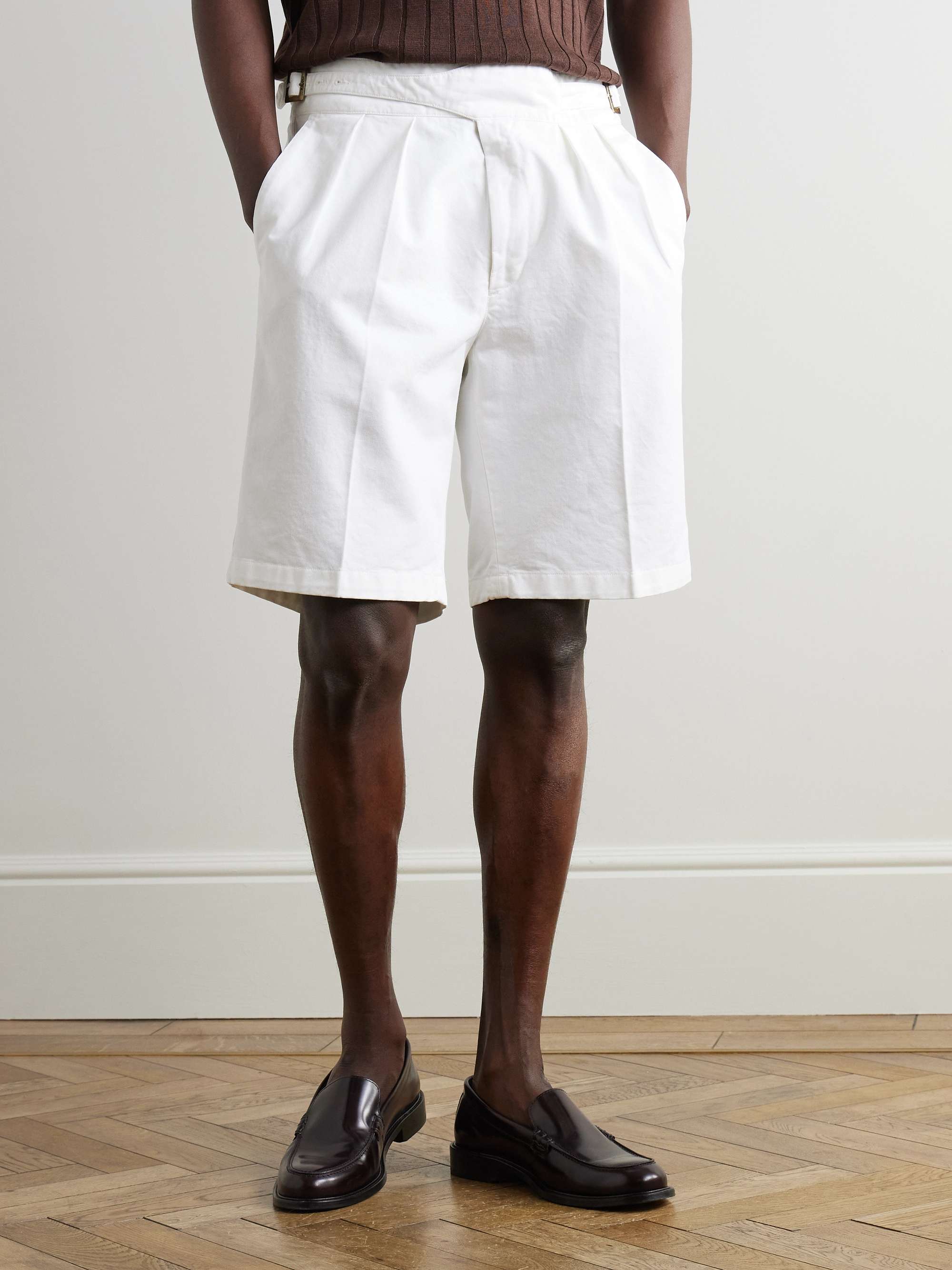 Manny Straight-Leg Pleated Cotton Shorts view