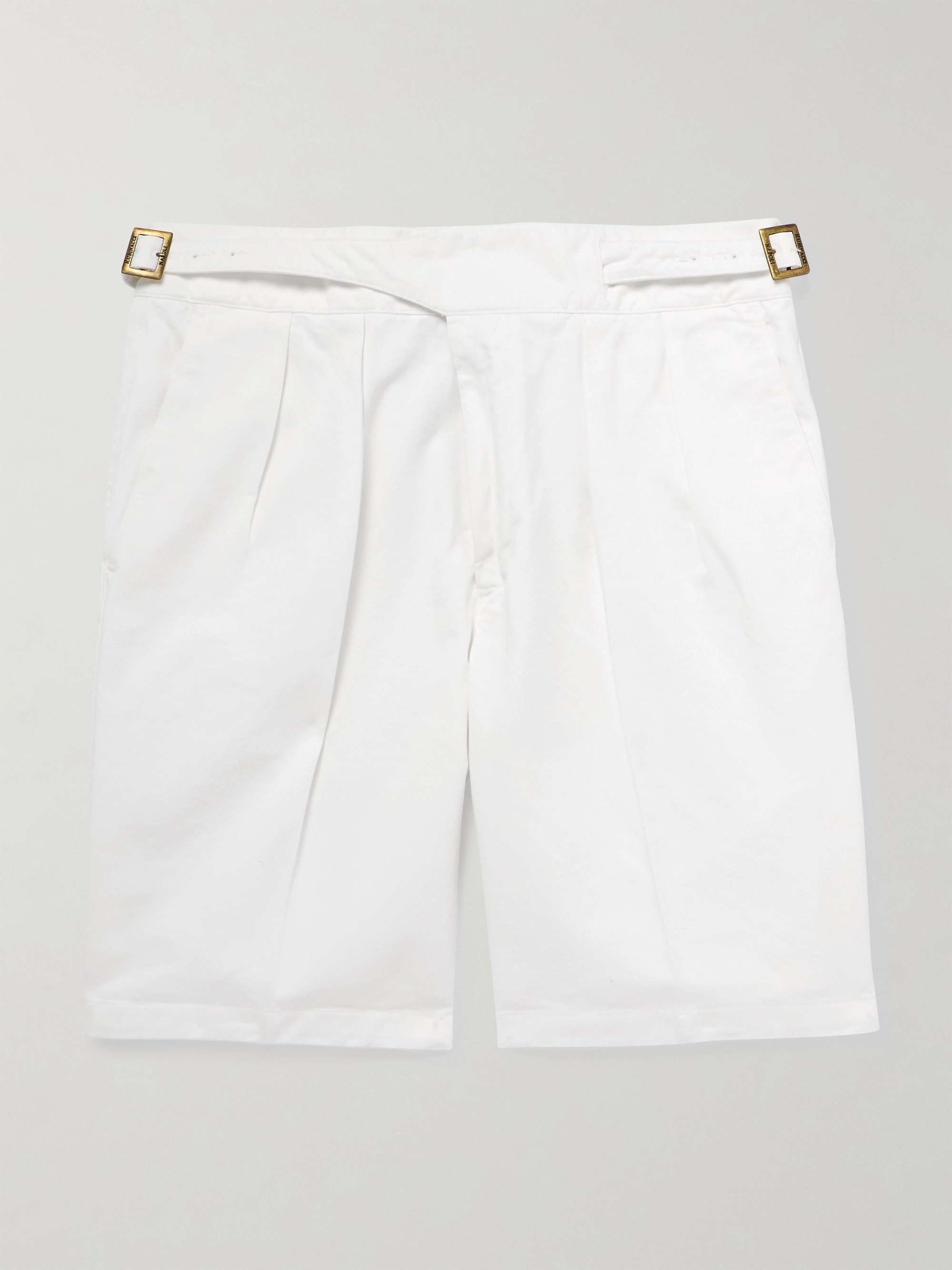 Manny Straight-Leg Pleated Cotton Shorts view