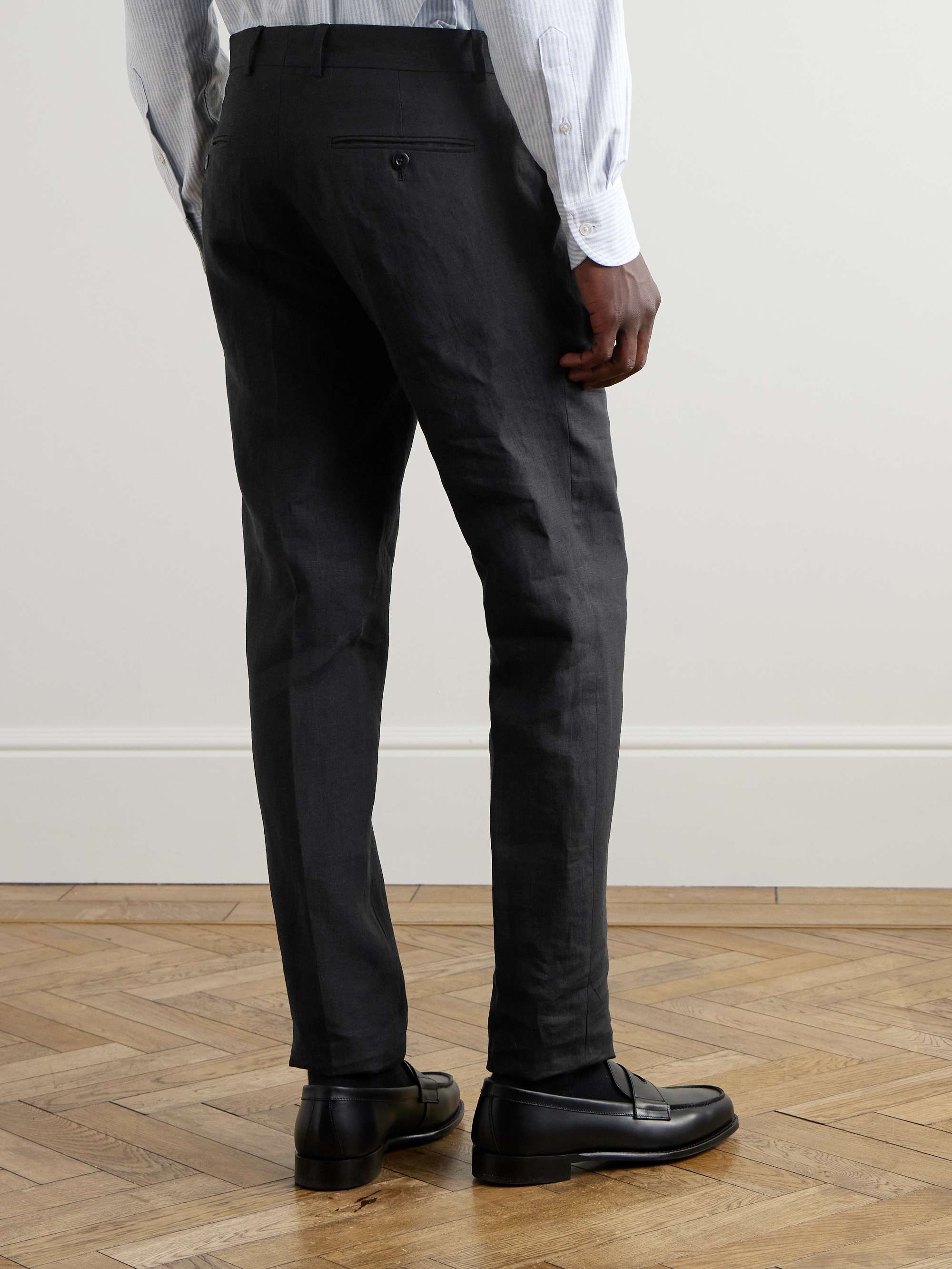 Mod Luca Slim-Fit Straight-Leg Linen Trousers view
