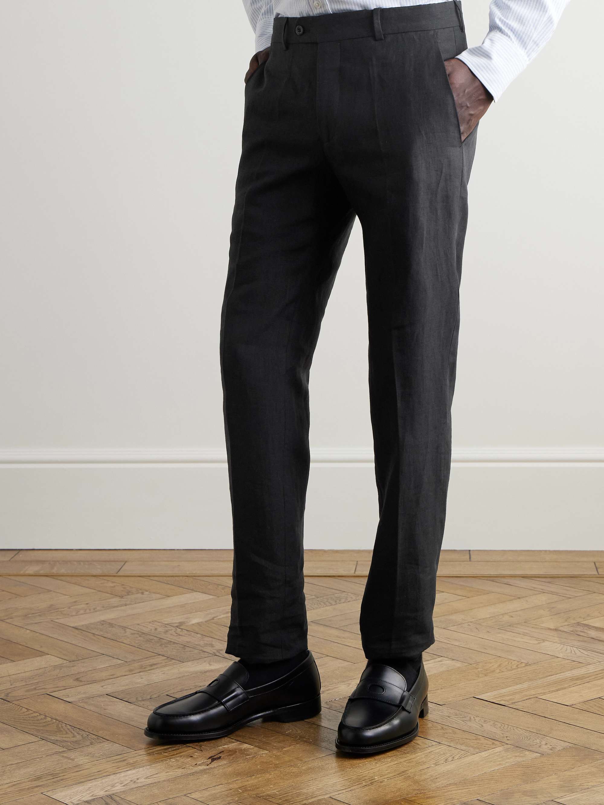 Mod Luca Slim-Fit Straight-Leg Linen Trousers view