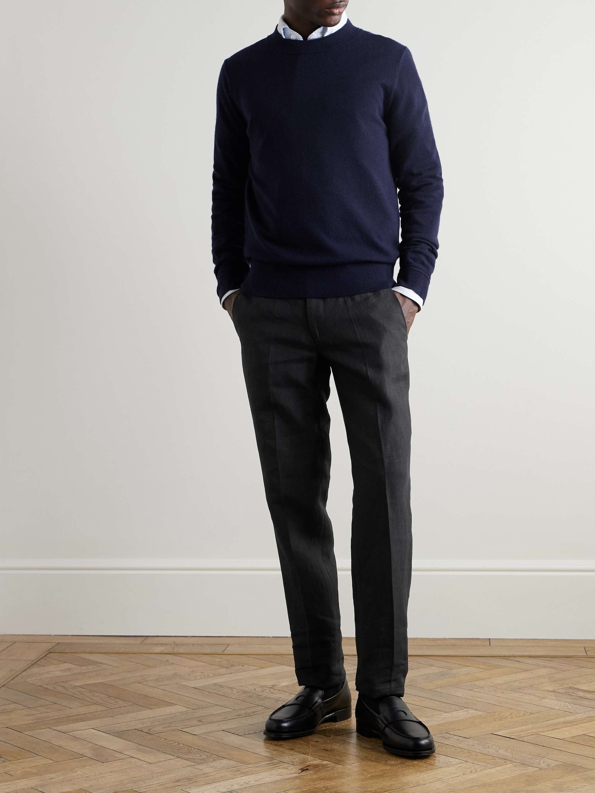 Mod Luca Slim-Fit Straight-Leg Linen Trousers view
