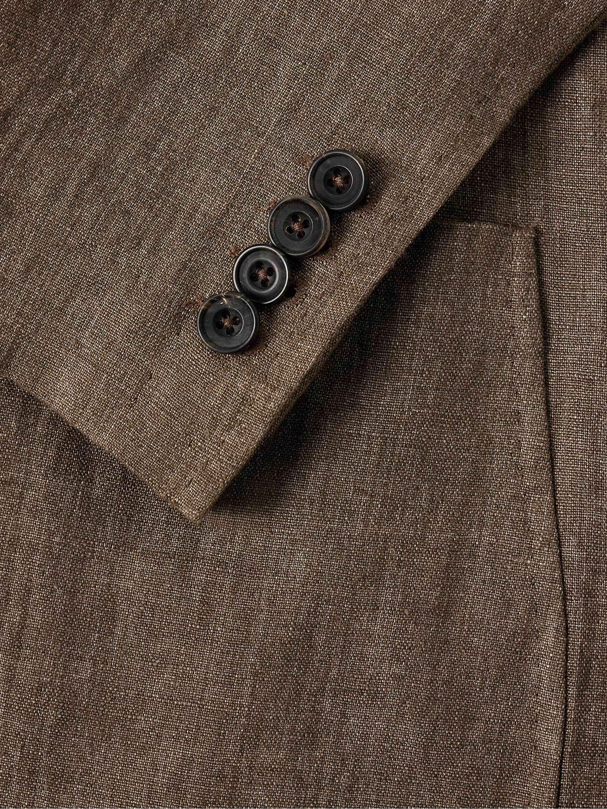 Unstructured Double-Breasted Linen Suit Jacket view