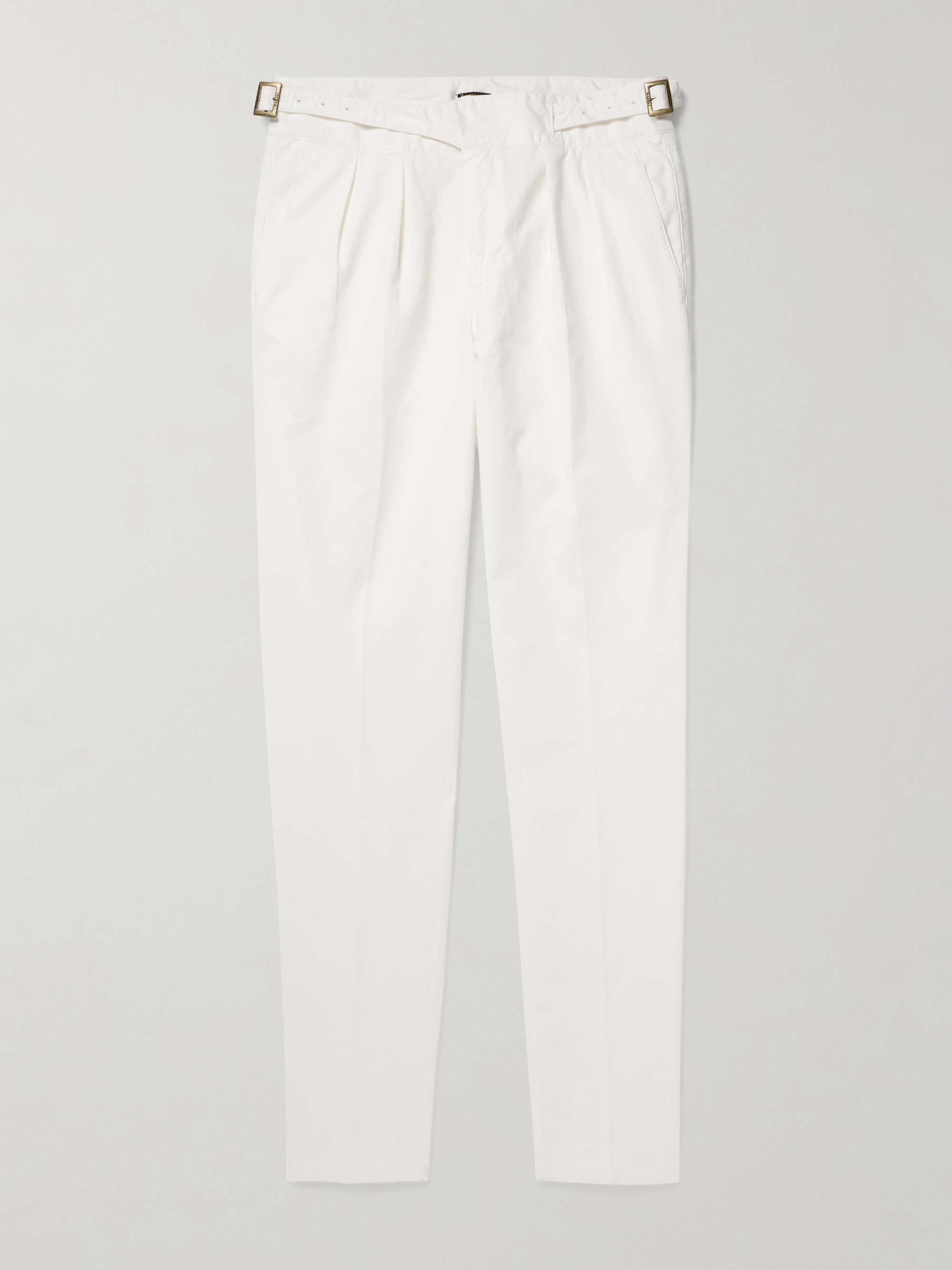 Manny Straight-Leg Pleated Cotton-Twill Trousers view