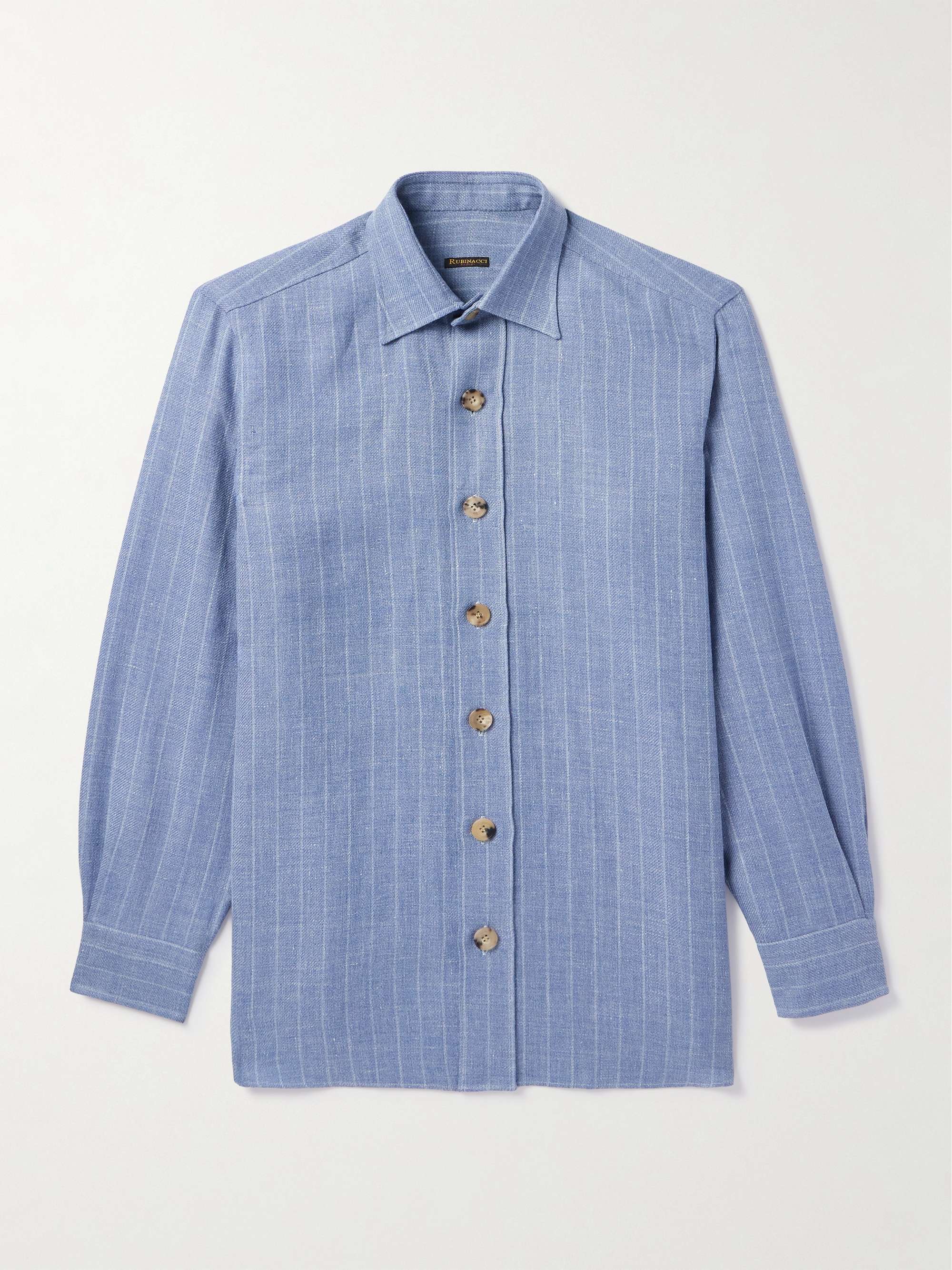 Striped Linen and Wool-Blend Overshirt view