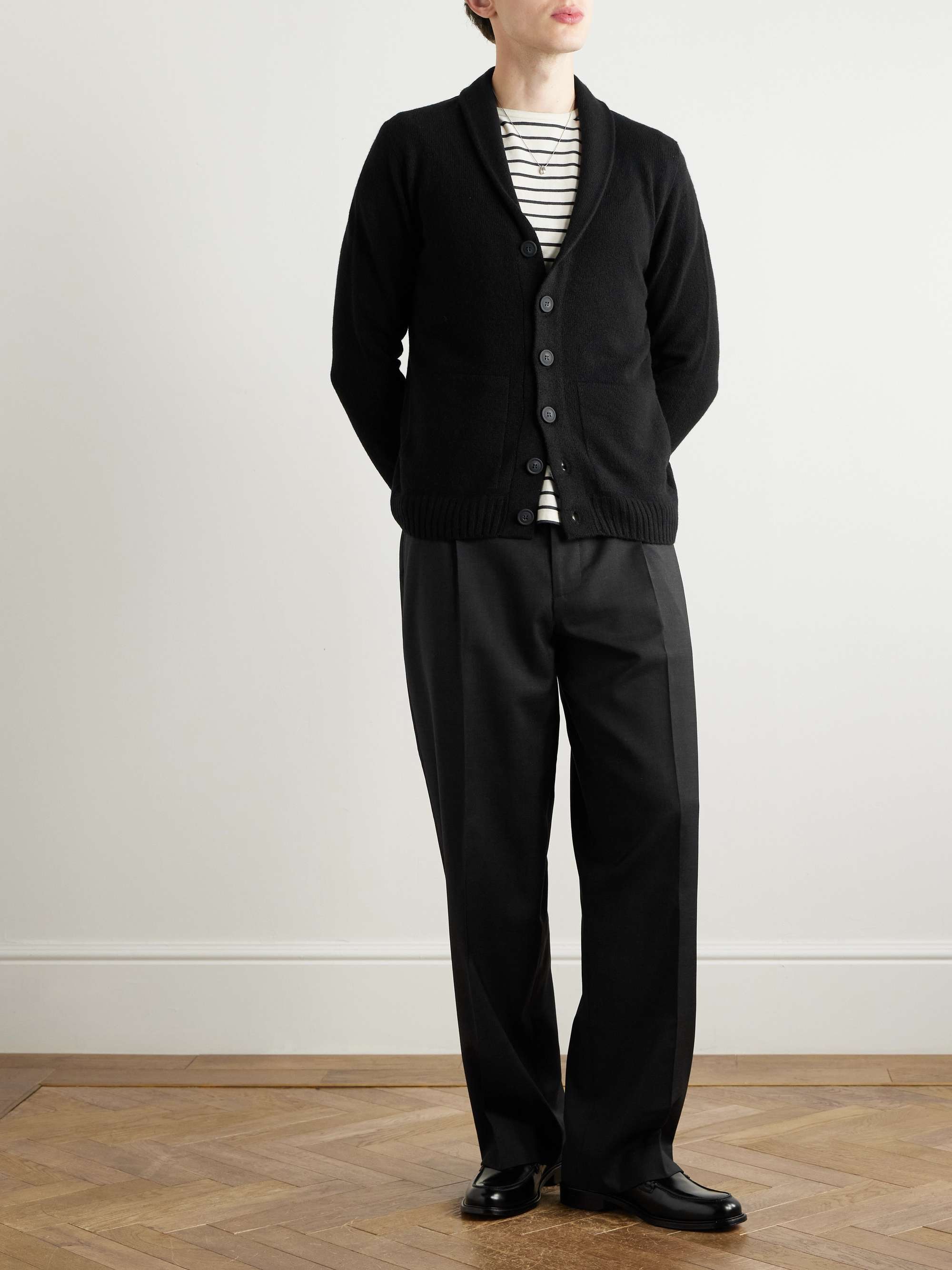 Rockford Shawl-Collar Recycled-Cashmere and Merino Wool-Blend Cardigan view