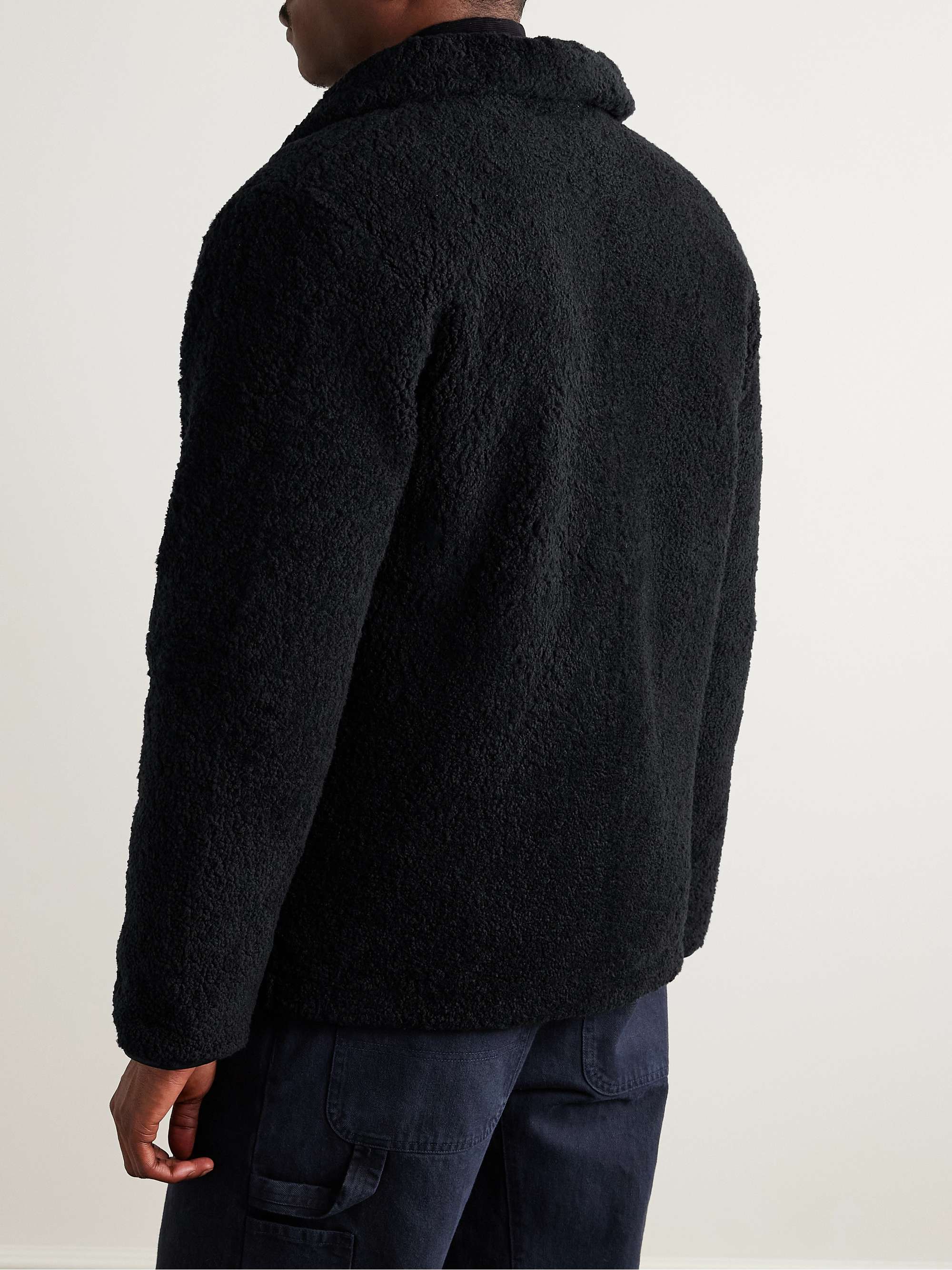 Reversible Leather-Trimmed Shearling and Shell Jacket view