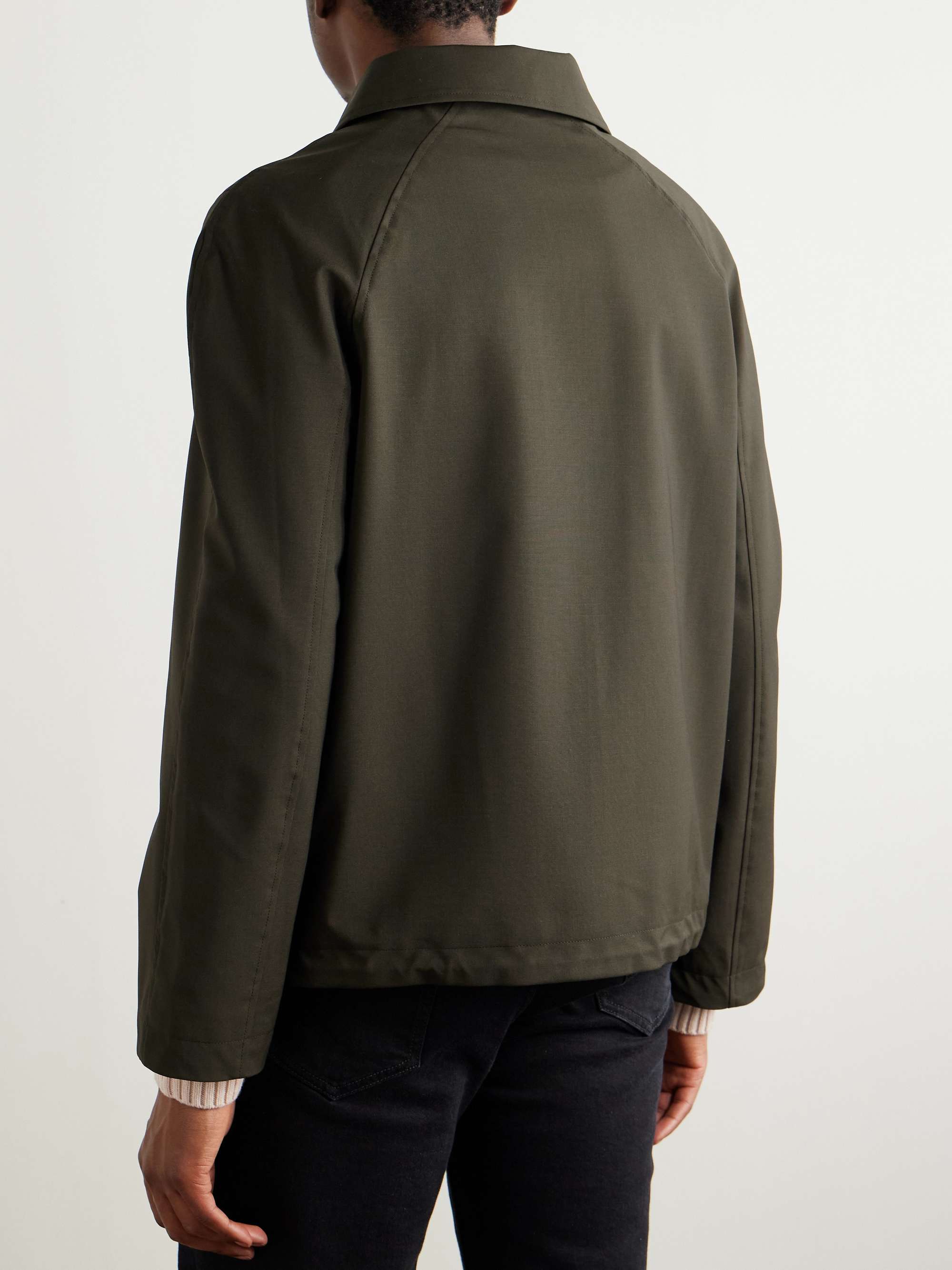 Leather-Trimmed Woven Jacket view