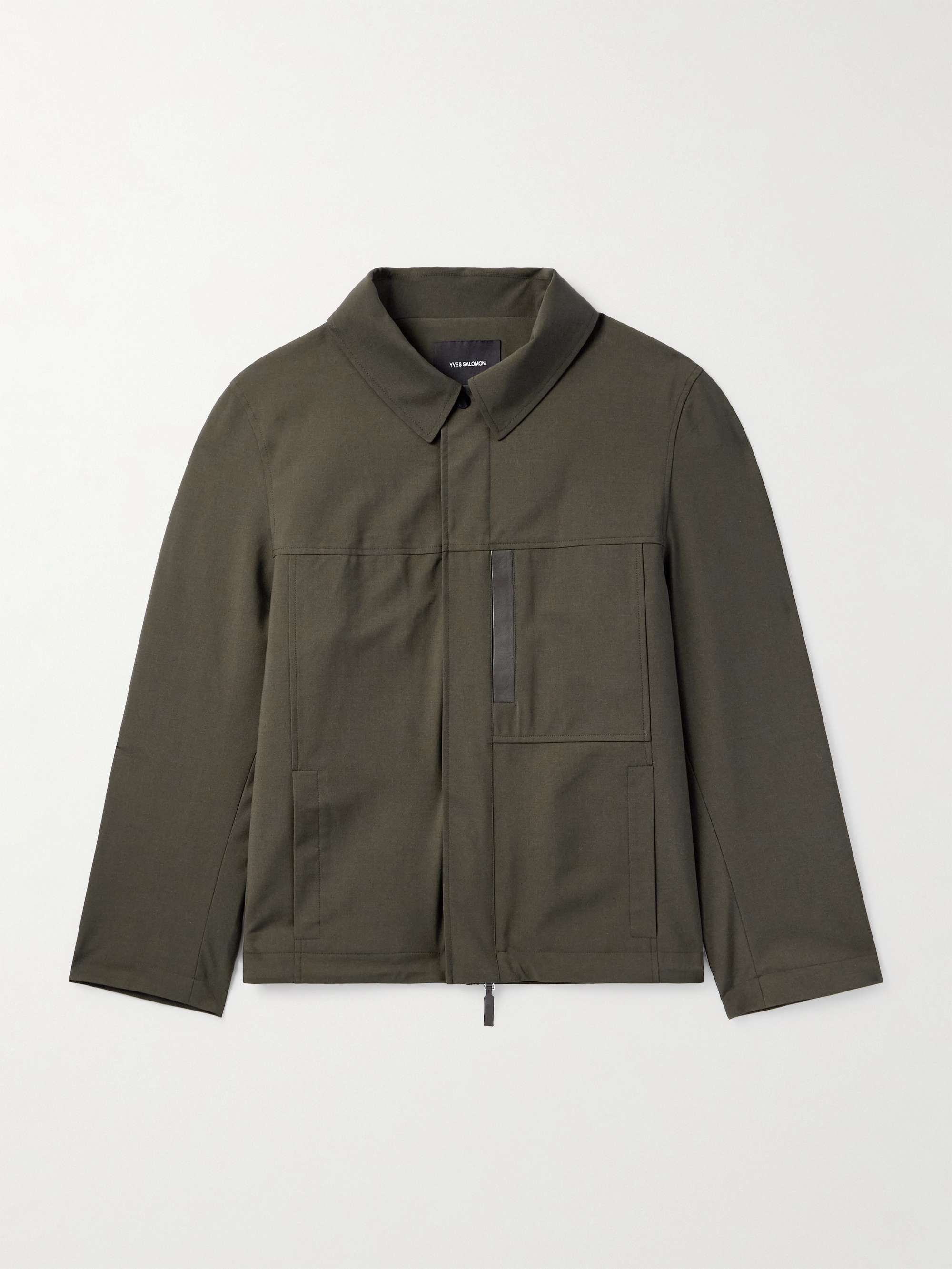 Leather-Trimmed Woven Jacket view