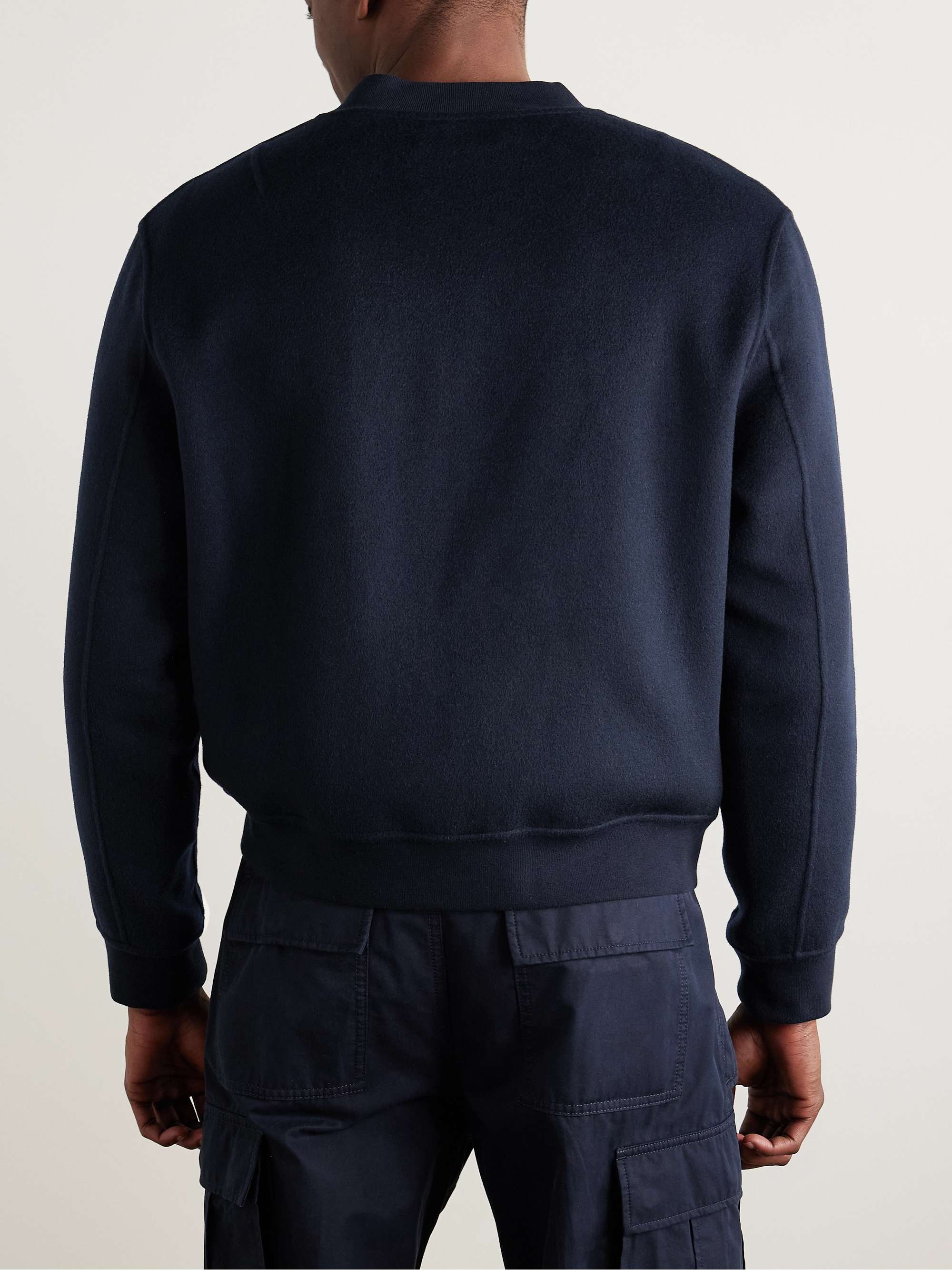 Leather-Trimmed Wool and Cashmere-Blend Felt Bomber Jacket view