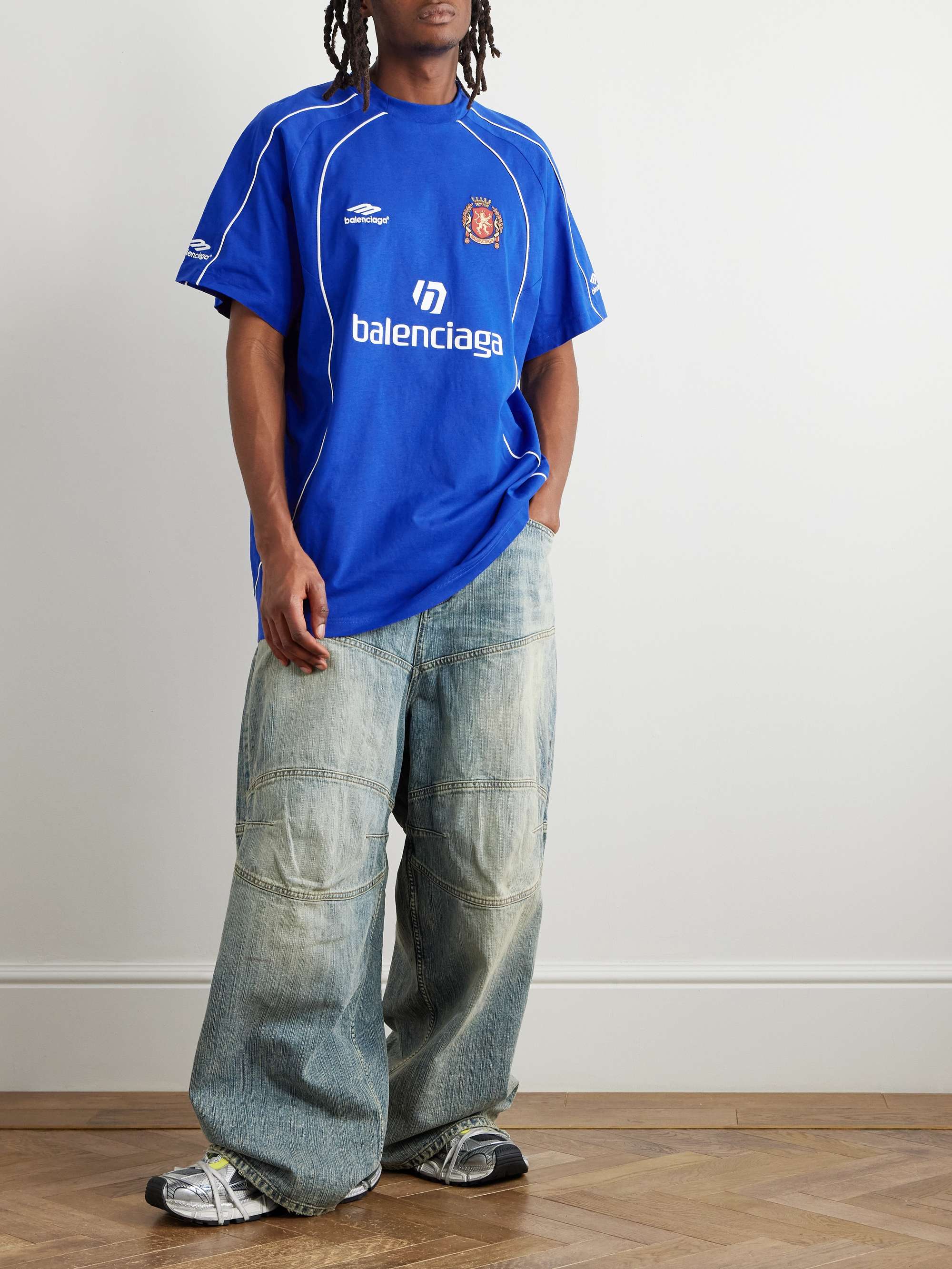 Oversized Embroidered Logo-Print Cotton-Jersey T-Shirt view