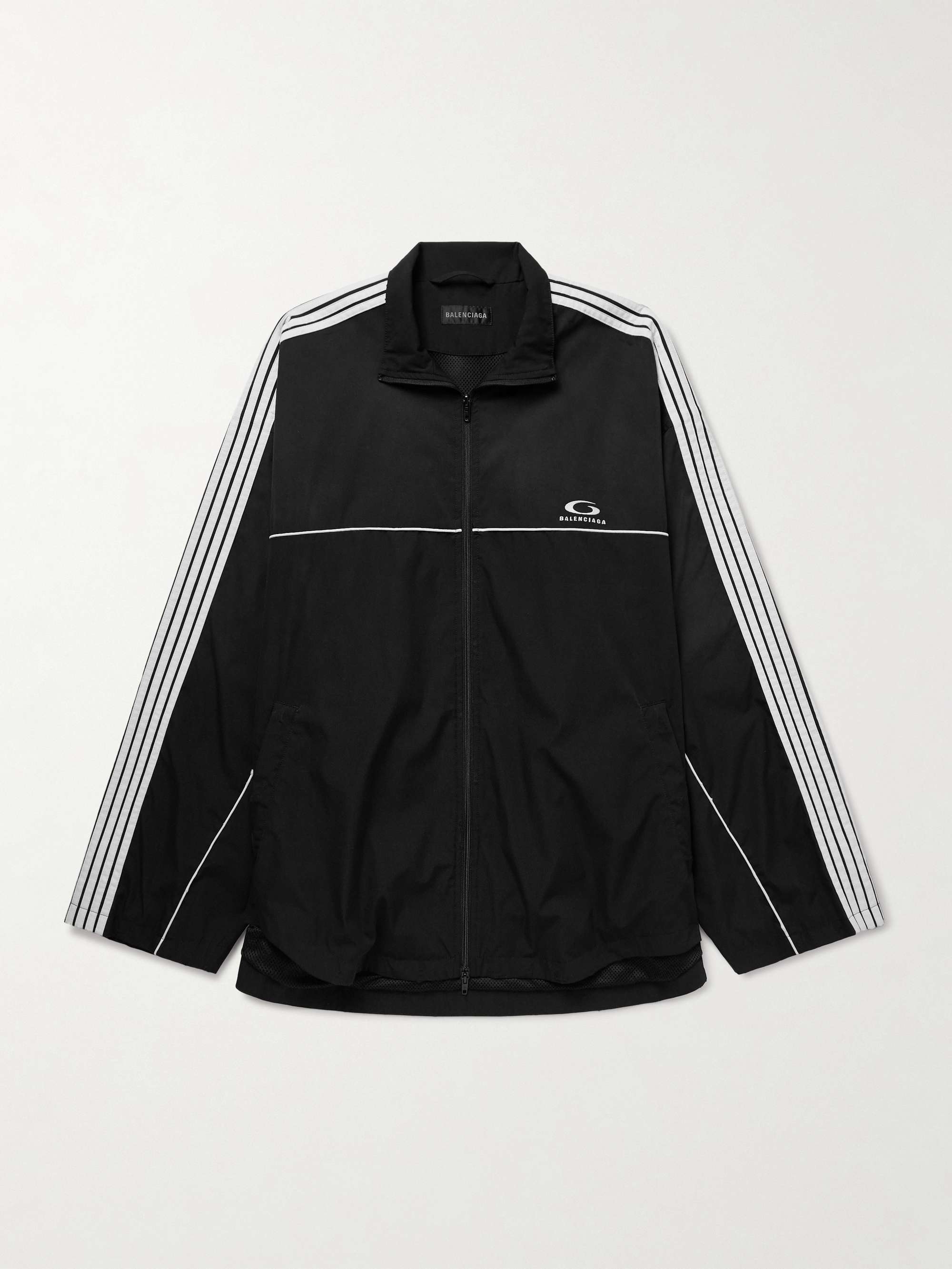 Oversized Striped Logo-Embroidered Recycled-Shell Track Jacket view